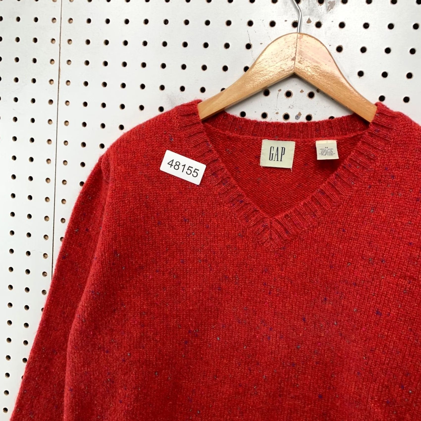 Gap GAP Wool Sweater Womens Medium Red V Neck Knit Long Sleeve Preppy Size M / US 6-8 / IT 42-44 - 7 Thumbnail