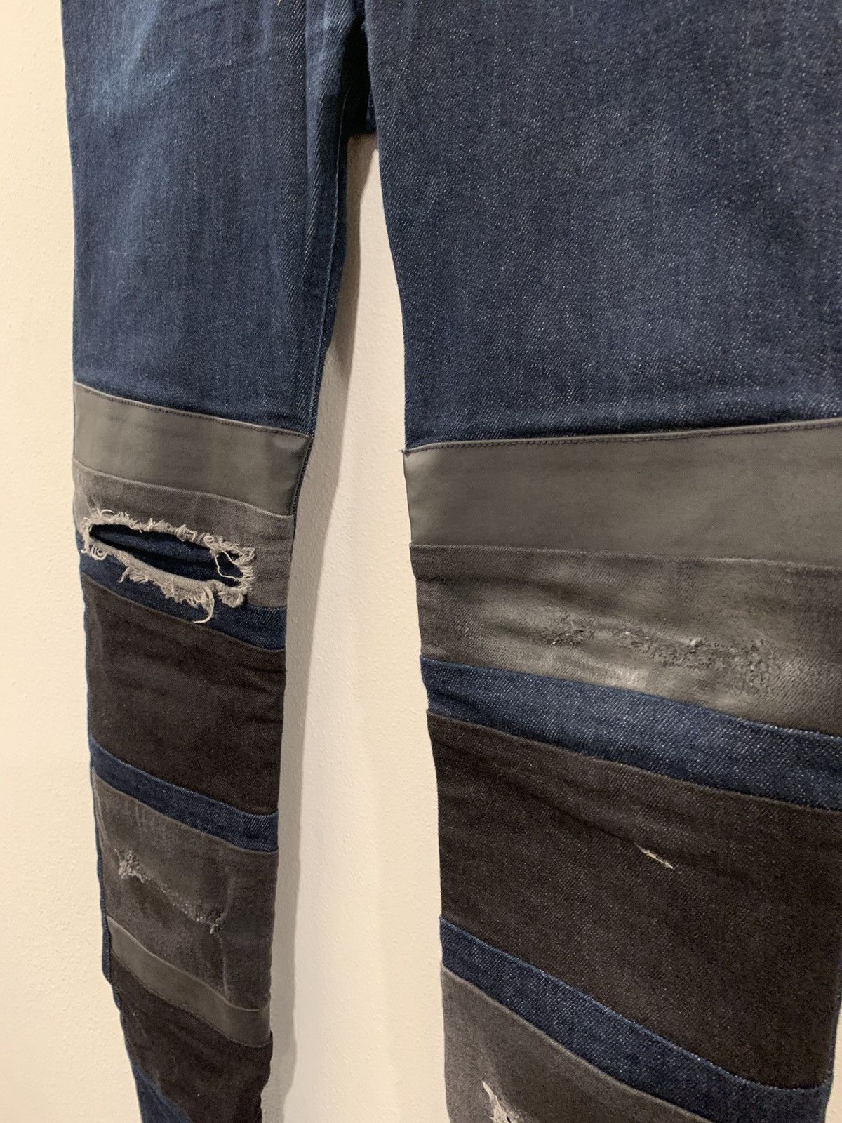 Diesel Black Gold vintage Diesel blue repaired leather skinny denim Size US 29 - 3 Thumbnail