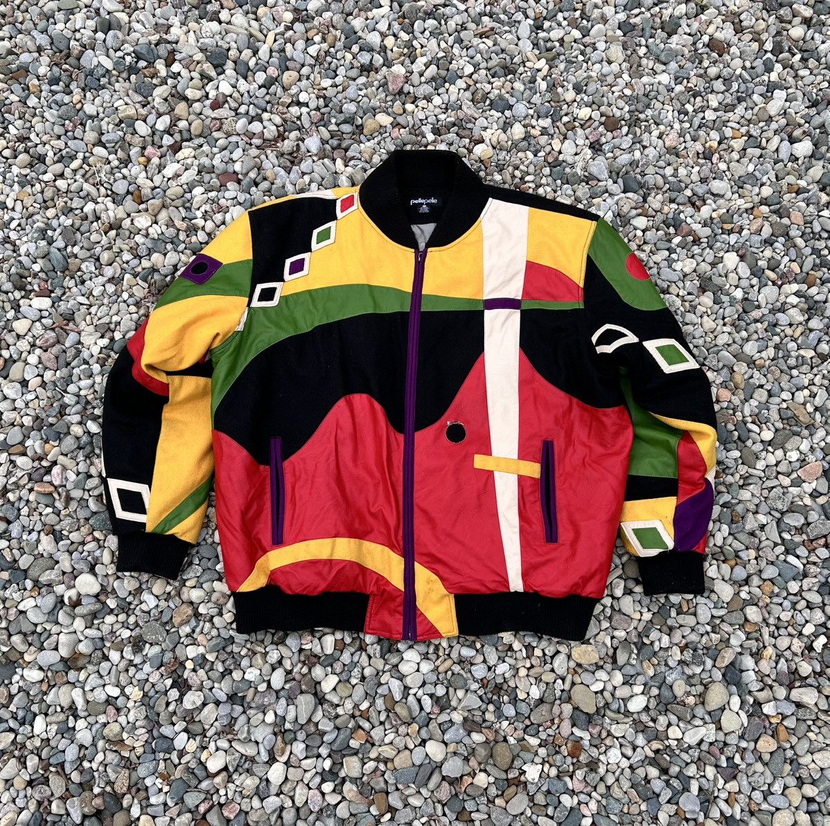 Pelle Pelle Pelle Pelle 1978 Multicolor Wool Bomber Jacket Size US XL / EU 56 / 4 - 1 Thumbnail