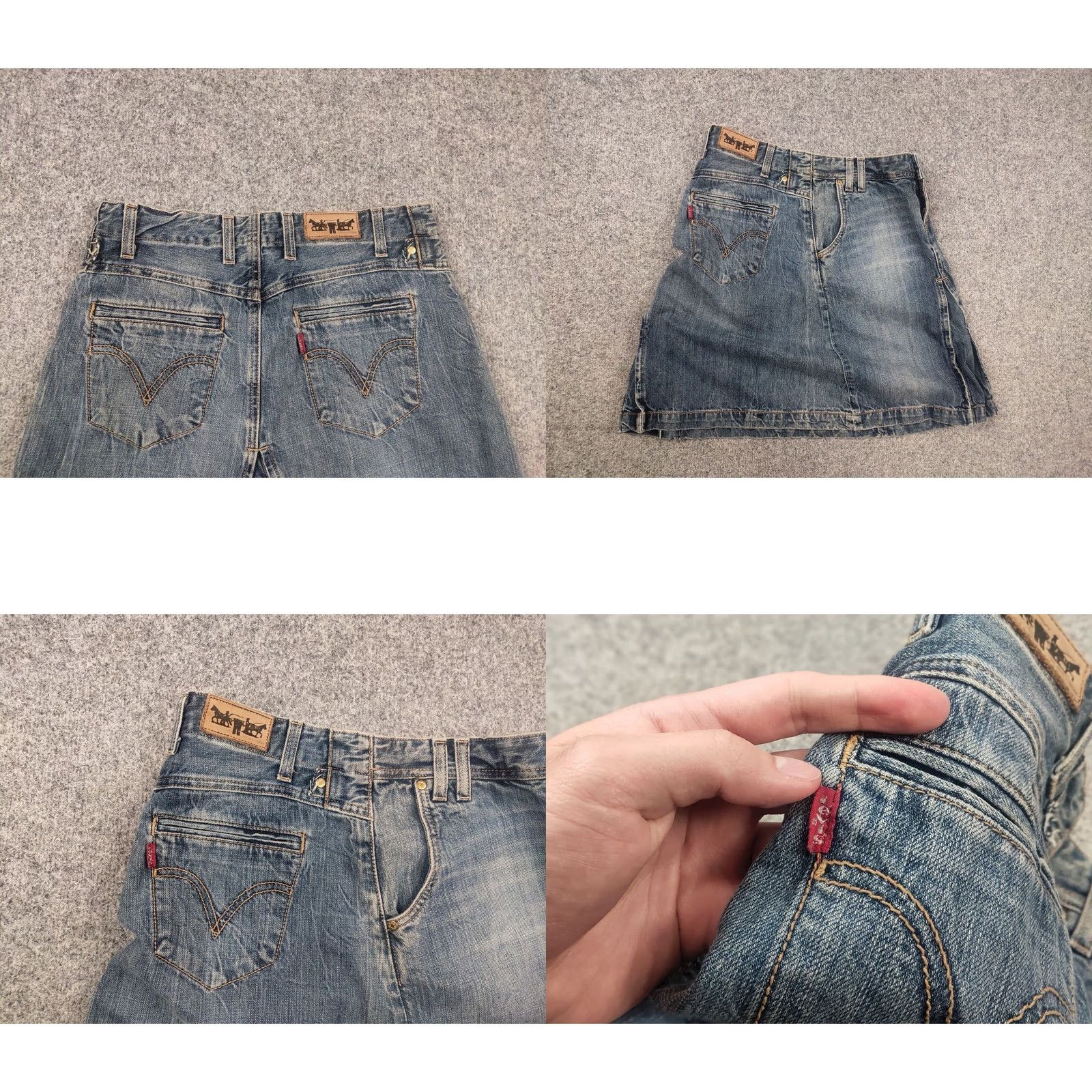Levi's VINTAGE Levi's Y2K Style High-Rise A-Line Deconstructed Denim Blue Skirt Ladies XS Size 28" / US 6 / IT 42 - 8 Thumbnail
