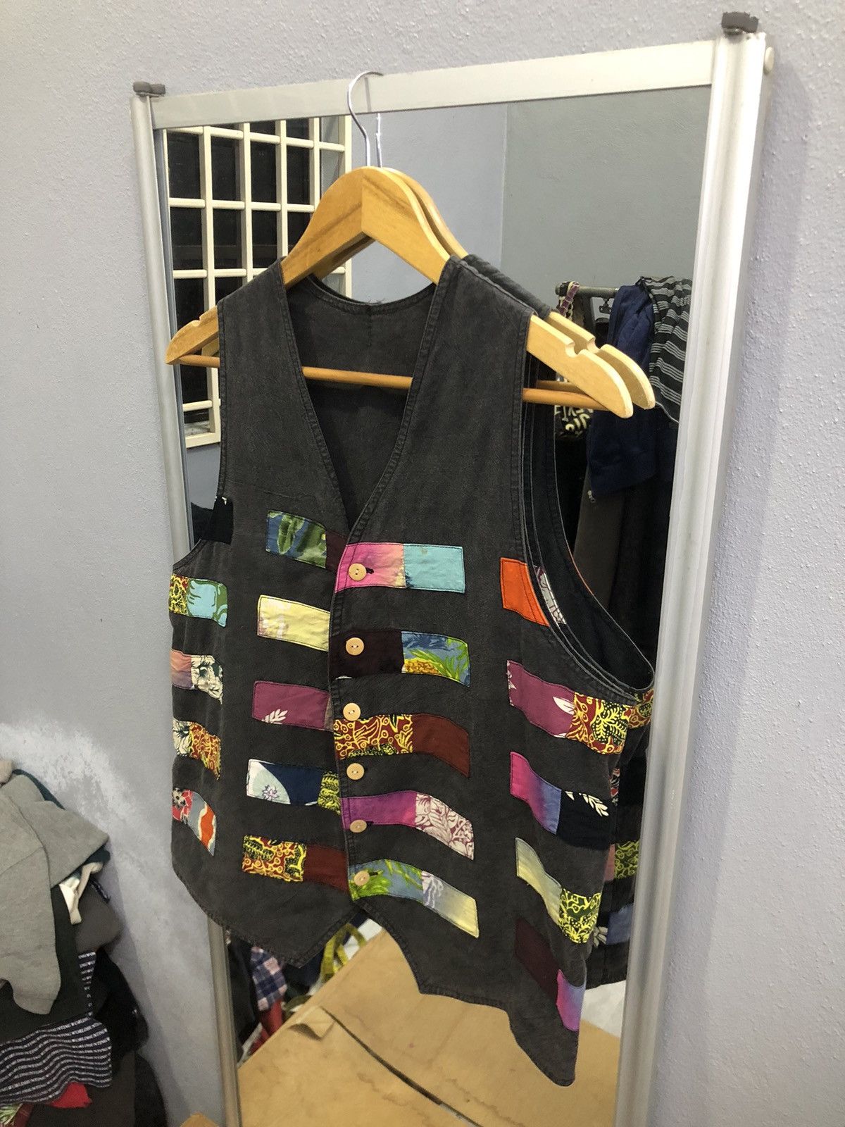 Japanese Brand El Rodeo Japan Patchwork Artisan Vest Black Faded Boho Craft Size US S / EU 44-46 / 1 - 2 Thumbnail