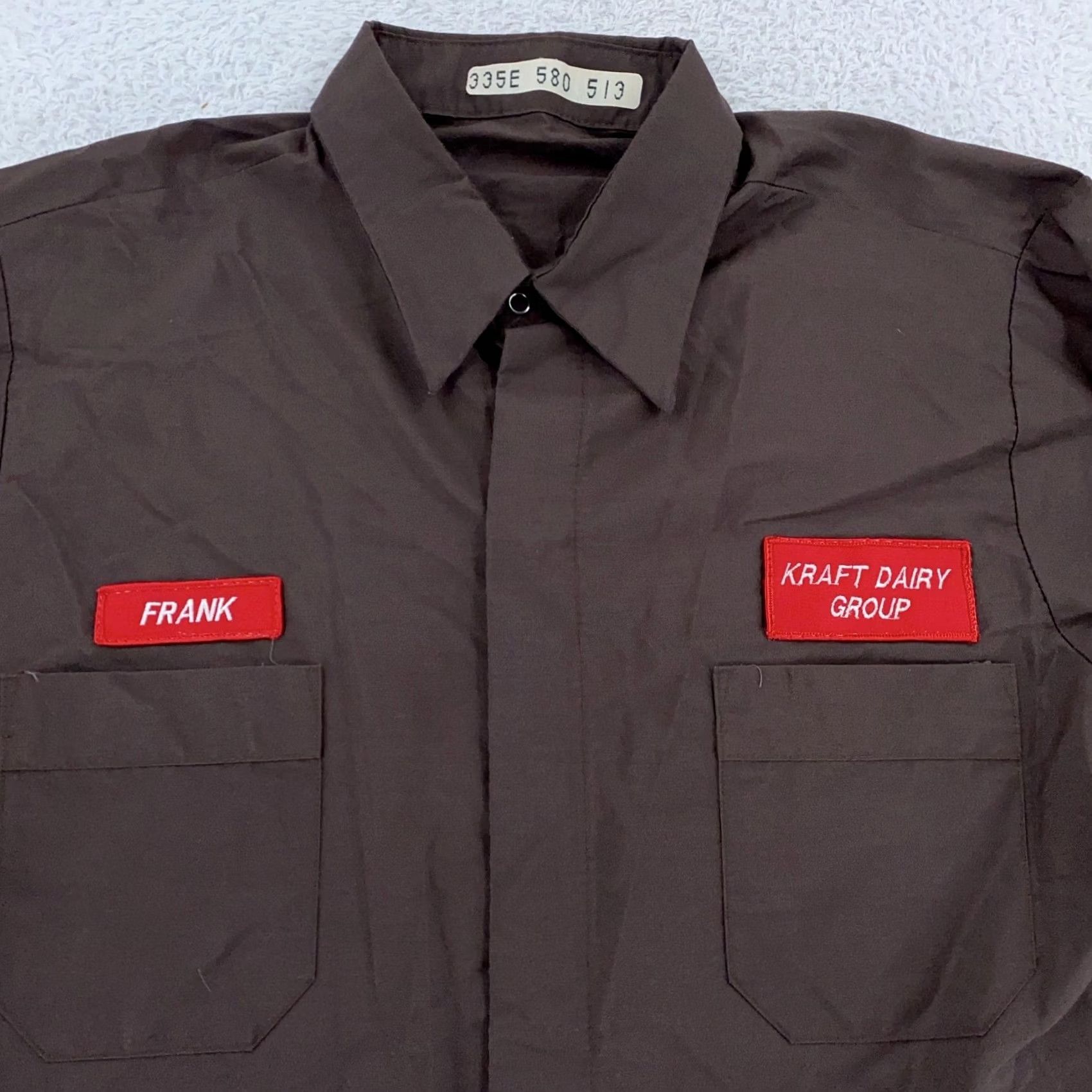 Vintage Kraft Dairy Group Shirt Mens Large/XL Vintage Button-Up with Pockets Embroidered Brown Long Sleeve Carded 90s Werk Uniform Decorative Collectible Mens Size US L / EU 52-54 / 3 - 2 Thumbnail