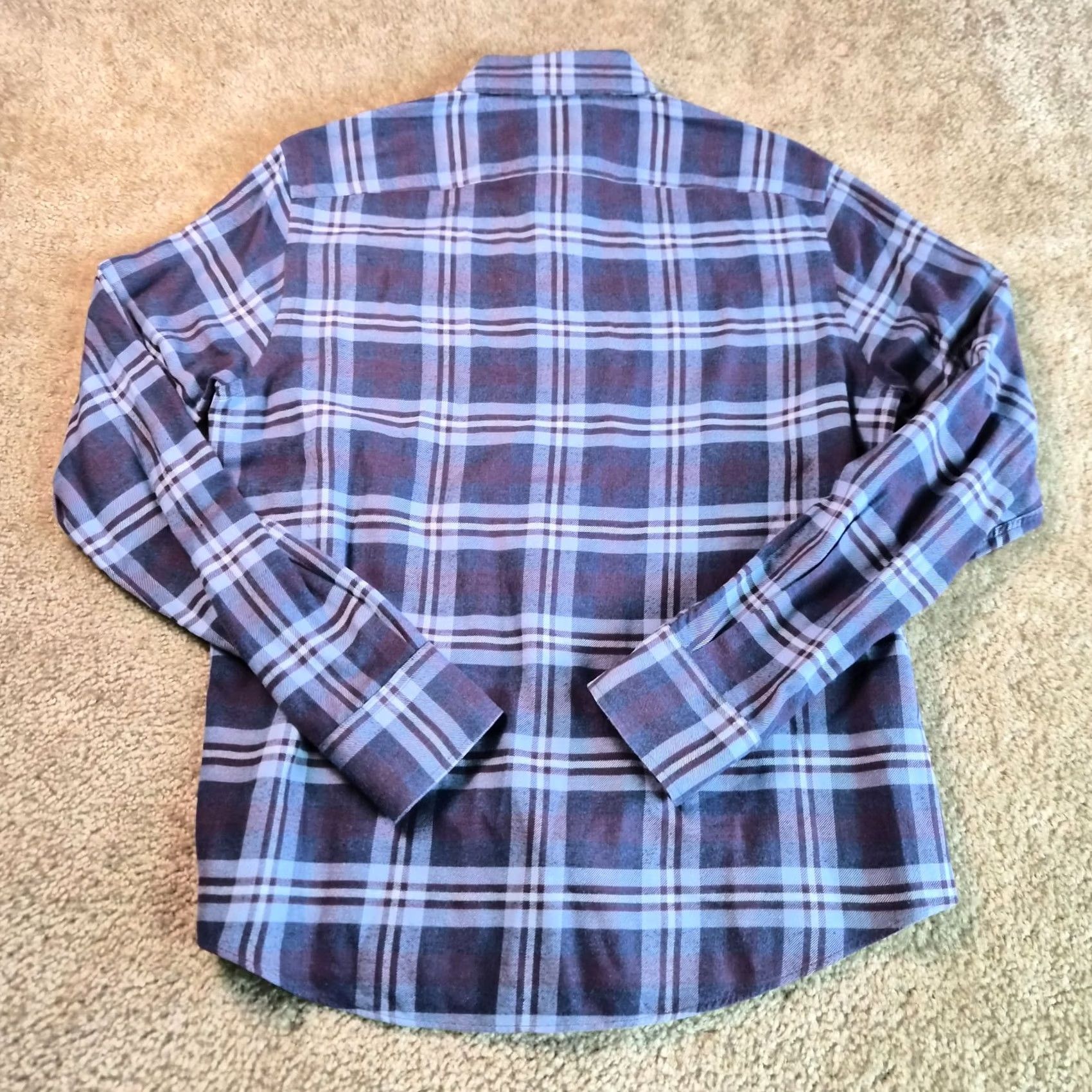 UNTUCKit UNTUCKit Shirt Mens Medium Slim Fit Flannel Button-Up Purple Plaid Long Sleeve G006 Size US M / EU 48-50 / 2 - 6 Thumbnail