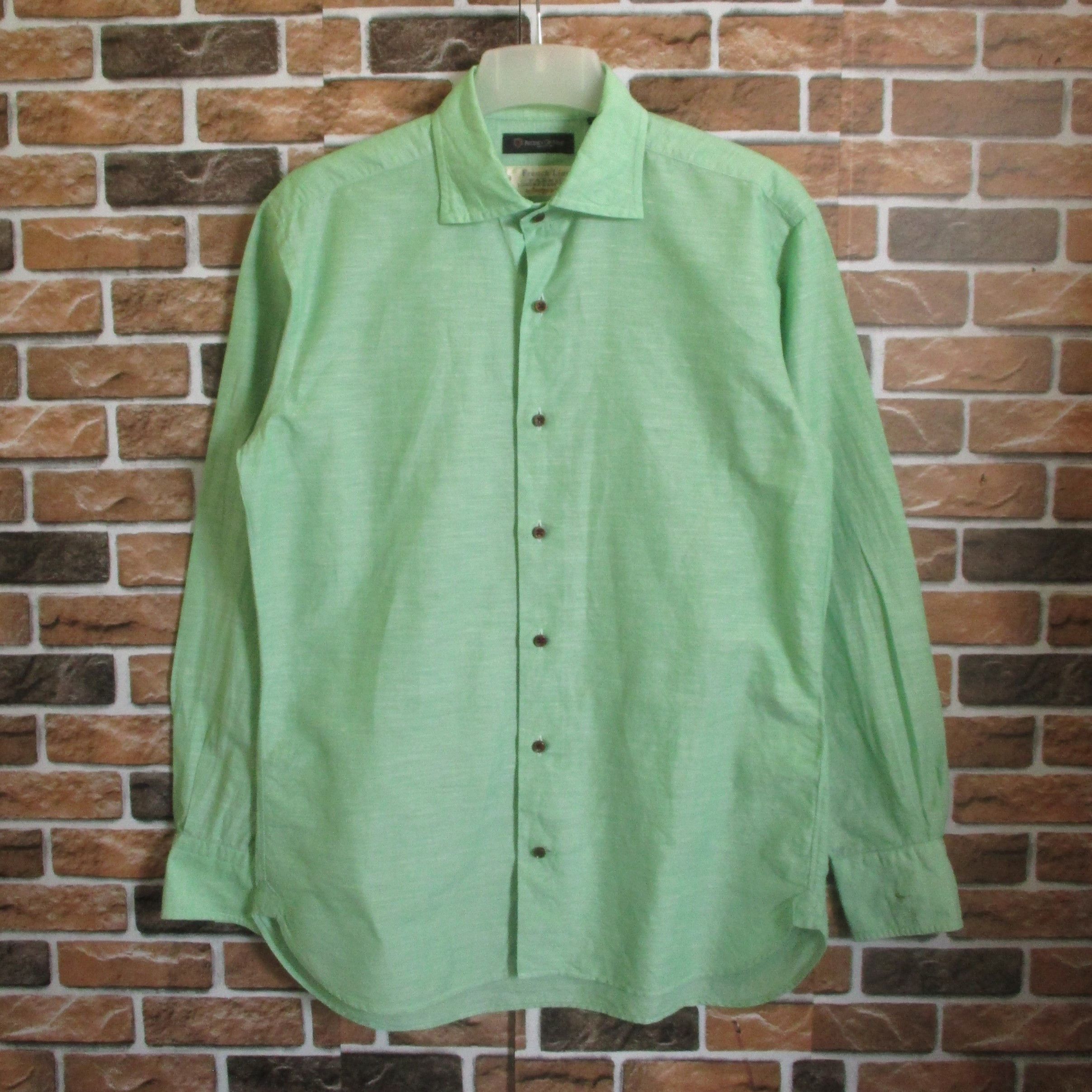 ABAHOUSE Green Color Cotton/Linen Shirt Size US M / EU 48-50 / 2 - 1 Thumbnail
