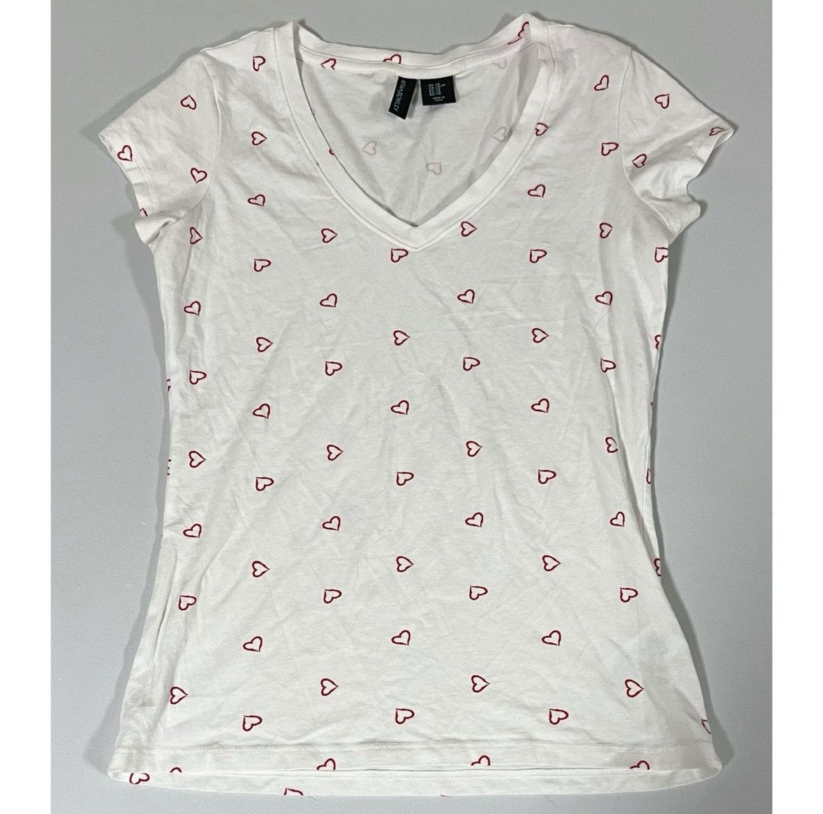 Cynthia Rowley Cynthia Rowley White Hearts V-Neck T-Shirt Top Blouse XS ♥️✨ Size XS / US 0-2 / IT 36-38 - 2 Thumbnail
