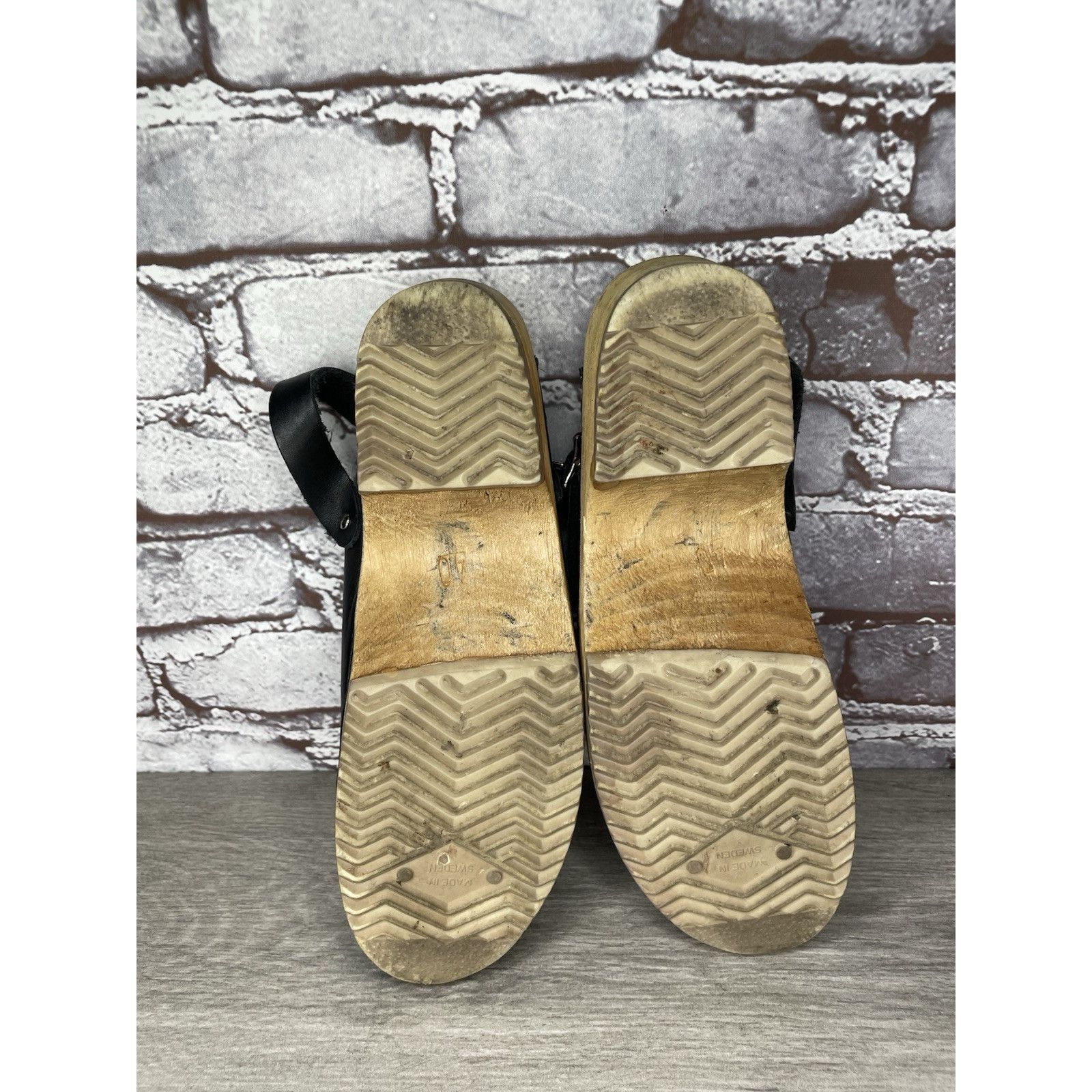 Miansai MIA Alma Swedish Black Leather Wooden Heel Strap Clogs Women Size US 9.5 / IT 39.5 - 7 Thumbnail
