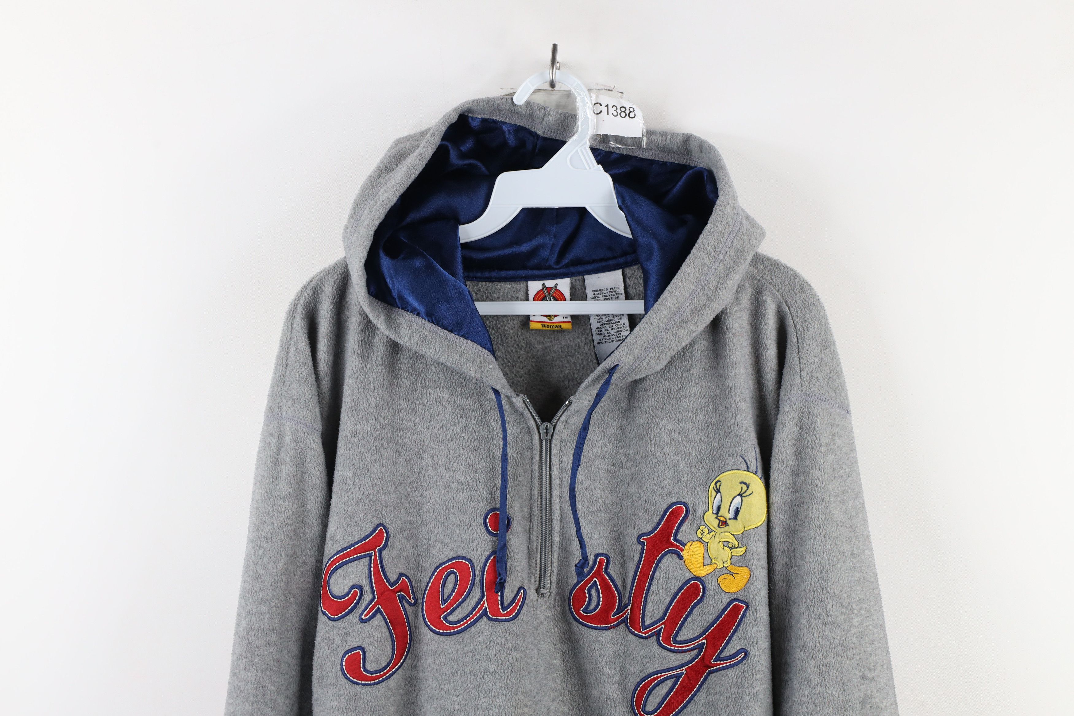 Vintage Vintage 90s Looney Tunes Tweety Bird Fiesta Fleece Hoodie Size 4XL / US 24-26 - 2 Thumbnail