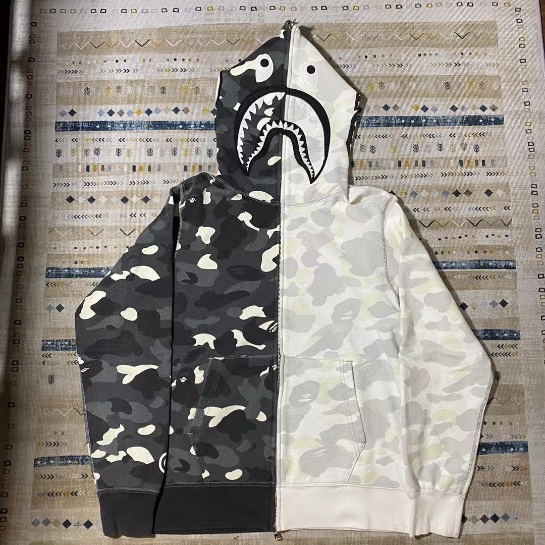 Bape half shark hoodie best sale