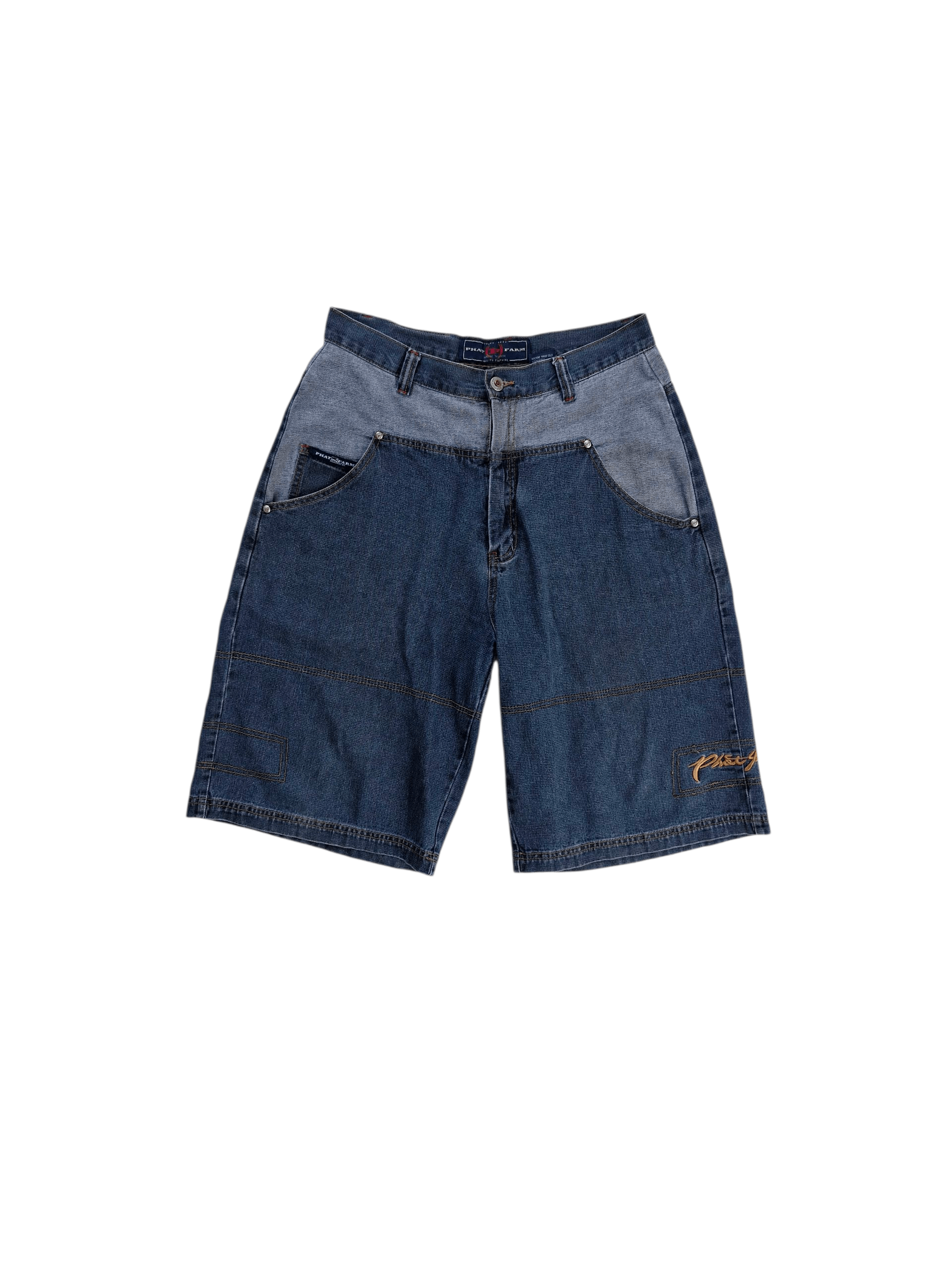 Phat Farm Jean Shorts 32 Hip Hop Baggy Denim 90s Y2K.