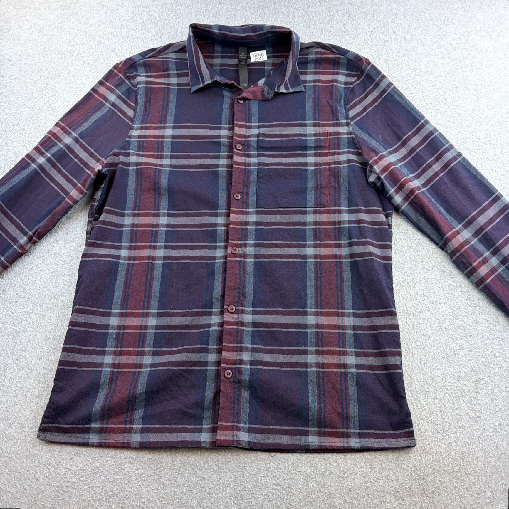 Lululemon Lululemon Shirt Mens Large Purple Plaid Long Sleeve Button Up Stretch Casual Shirt Size US L / EU 52-54 / 3 - 4 Thumbnail