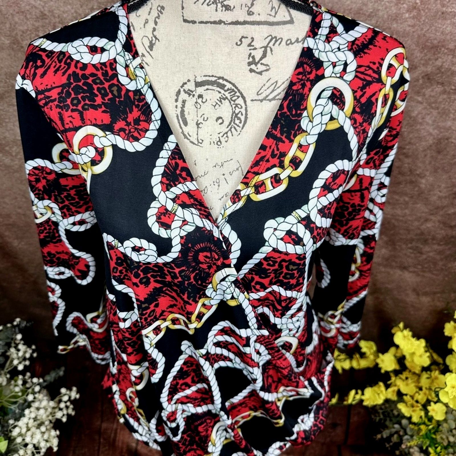 Other Shavonne Dorsey Chain/Rope Asymmetrical Blouse Red/Black L Size L / US 10 / IT 46 - 5 Thumbnail