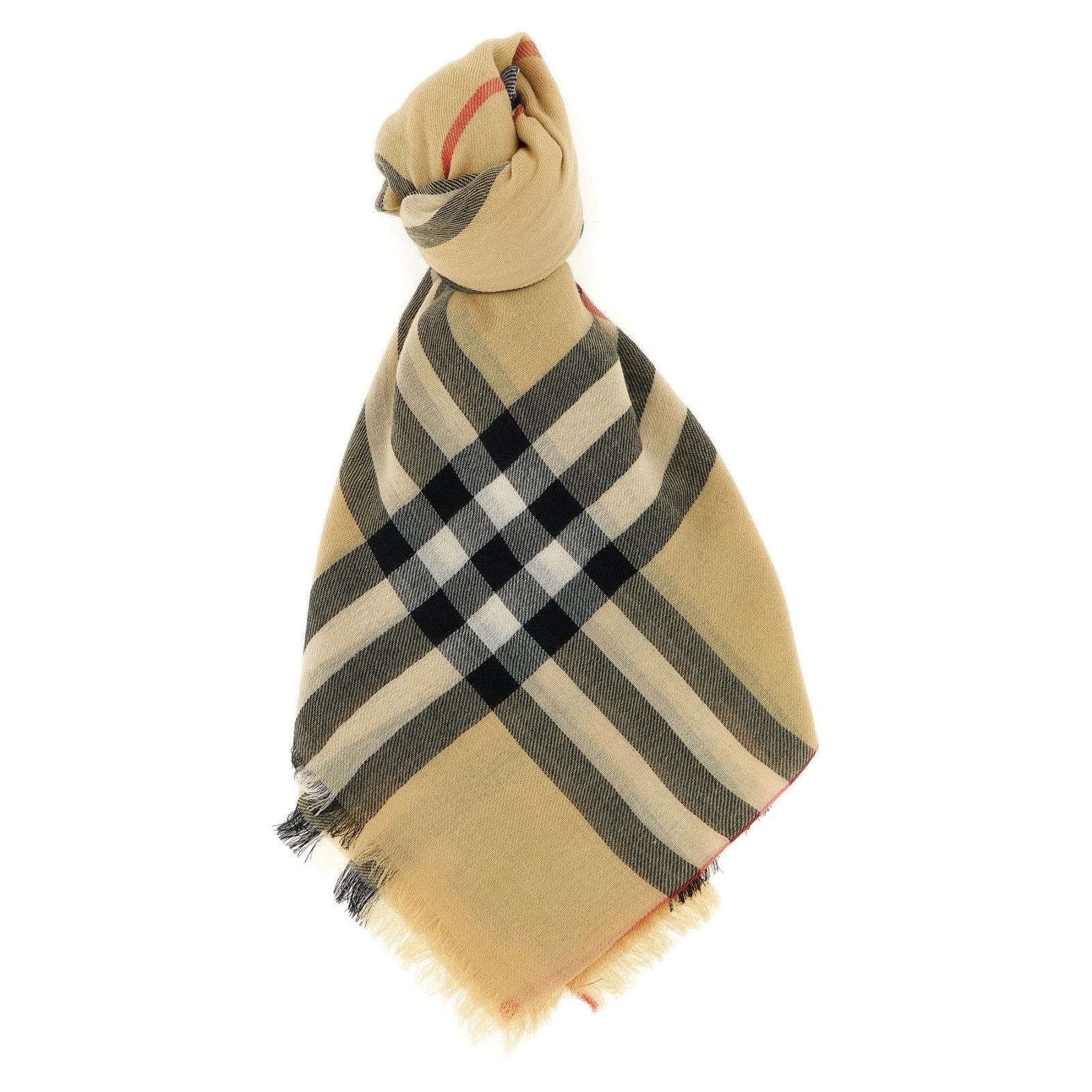 Burberry Burberry Beige Check Wool Scarf New & Authentic Size ONE SIZE - 1 Thumbnail