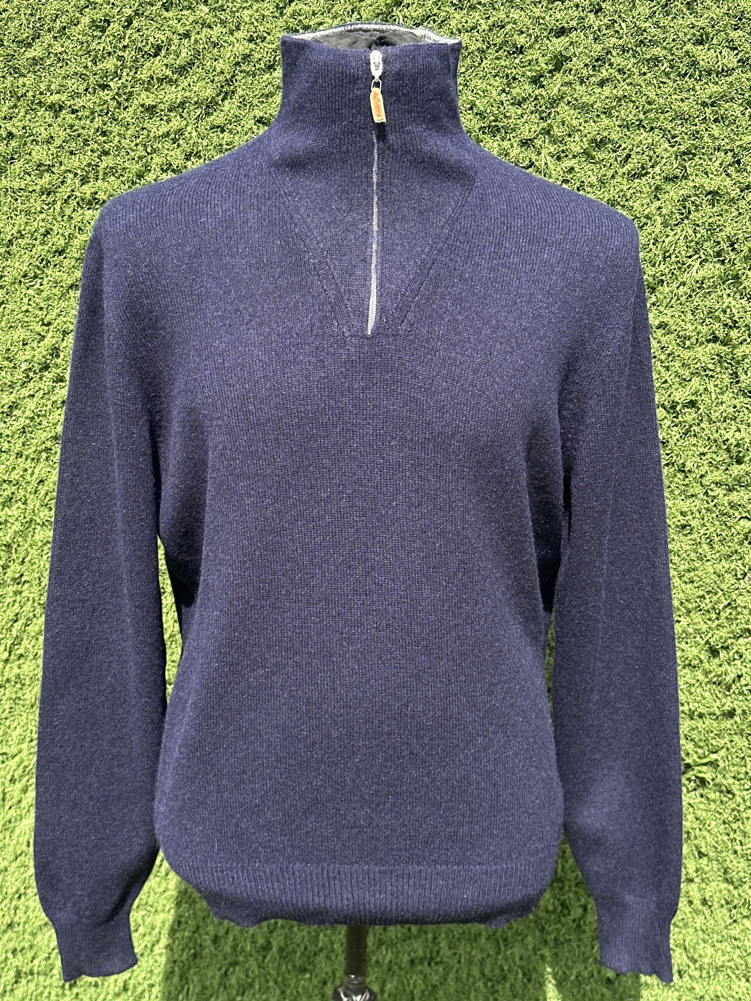 Brunello Cucinelli Brunello Cucinelli Cashmere Half Zip Sweater Navy Size 52 Size US L / EU 52-54 / 3 - 6 Thumbnail