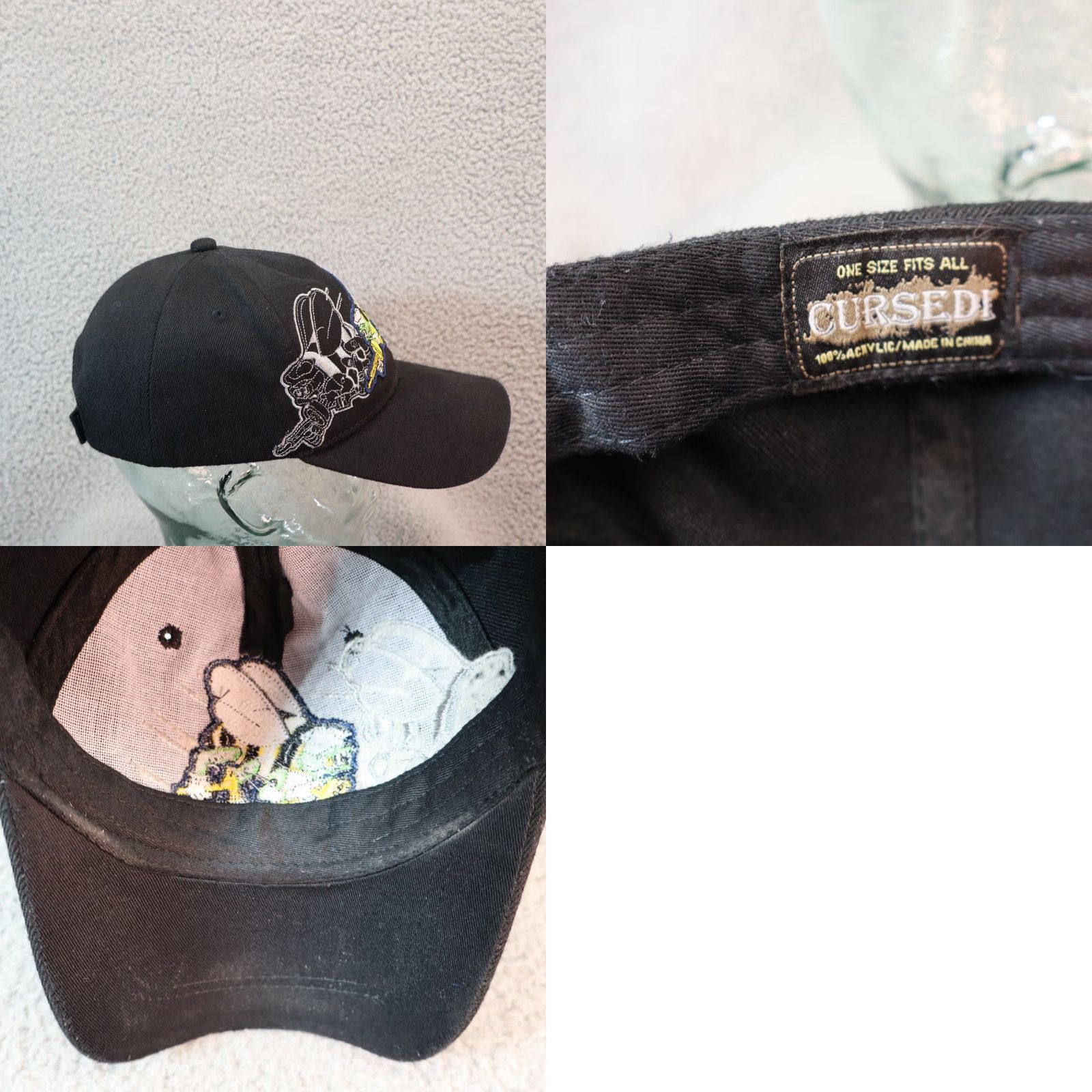 Vintage Cursed Hat Navy US Navy Seabees Cap Baseball Cap Black One Size Mens Adjustable Size ONE SIZE - 8 Thumbnail