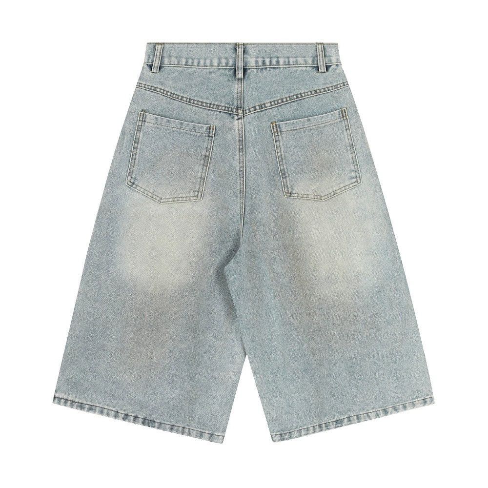 Jean Men's distressed washed ink-splashed straight denim shorts Size US 32 / EU 48 - 2 Thumbnail