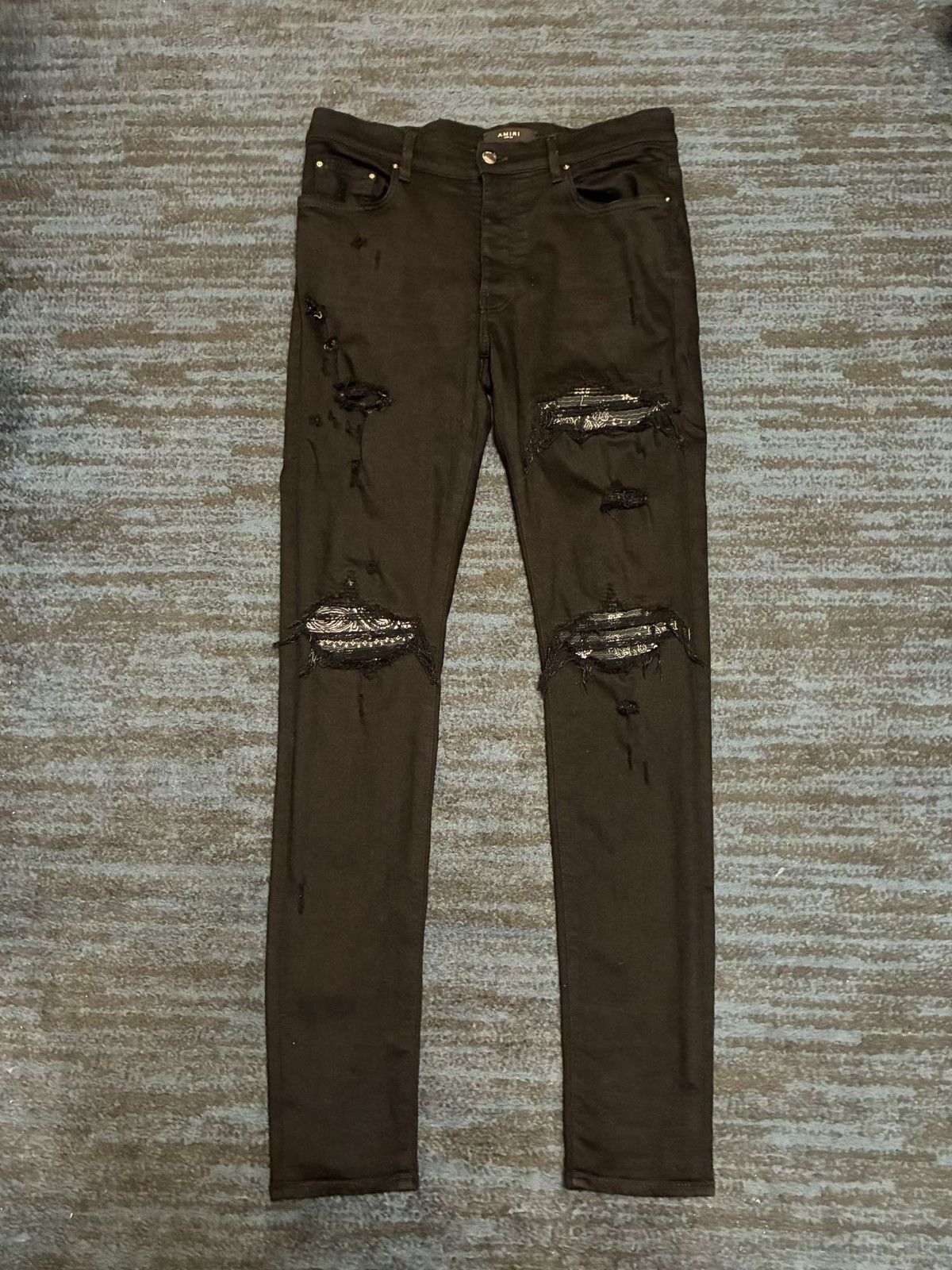 Amiri Amiri MX1 Black Bandana Patch Denim Size US 34 / EU 50 - 1 Thumbnail