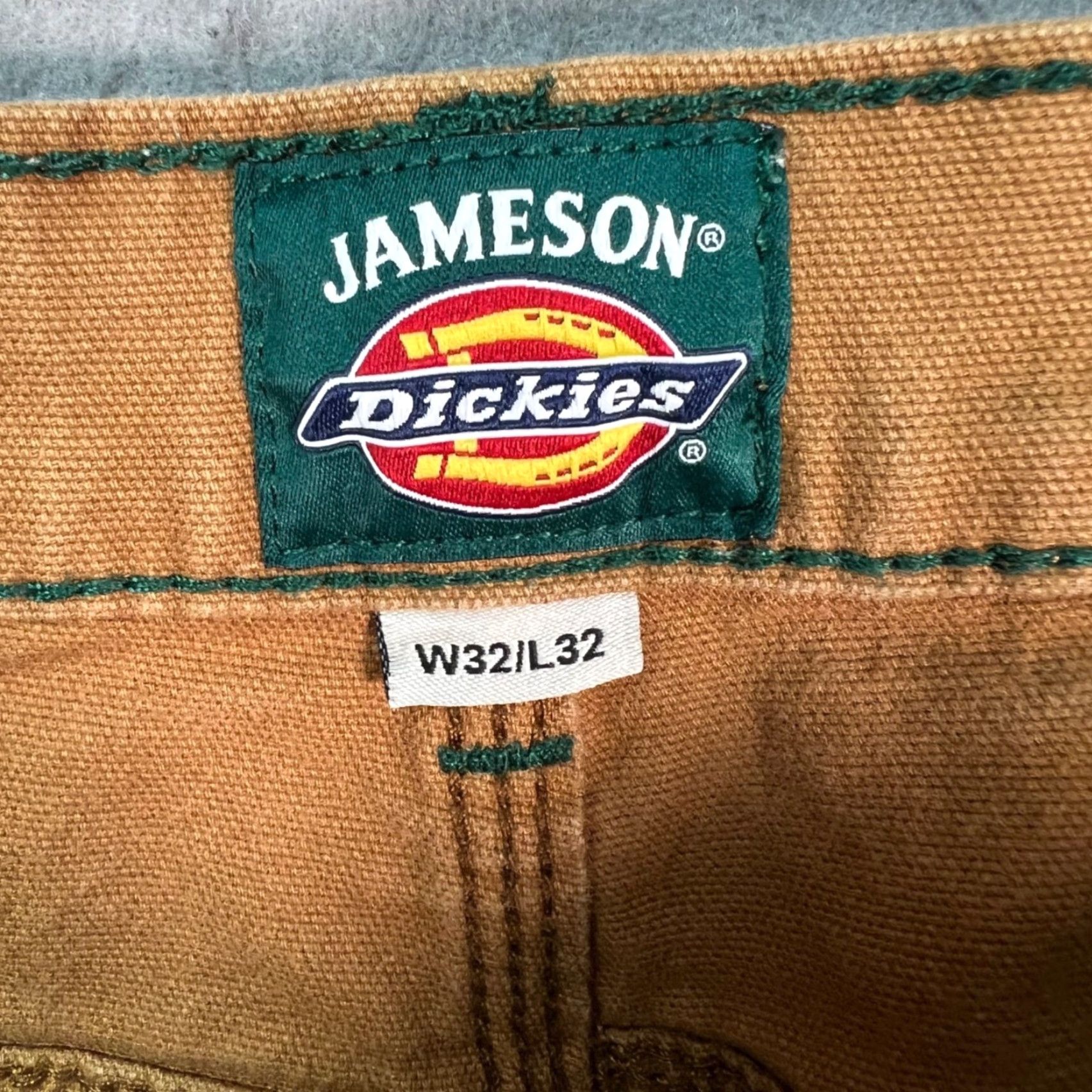 Dickies Dickies x Jameson Mens Pants Carpenter 33 x 25 Tan Brown Distressed Hem Workwear Canvas Cotton Straight Inseam 25in Mens Size US 33 - 3 Thumbnail