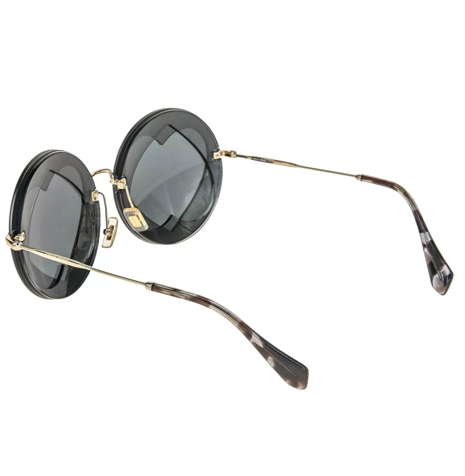 Miu Miu MIU MIU 01S Overlapping Game Gold Black Mirror Round Mu01SS Size ONE SIZE - 6 Thumbnail