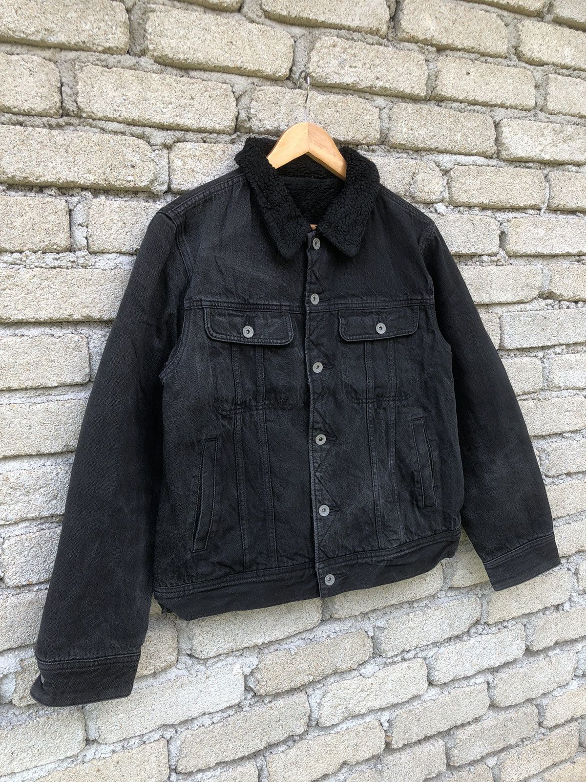 Vintage Vintage 90s Sunfaded Gu Jeans Sherpa Trucker Jeans Jacket Size US L / EU 52-54 / 3 - 3 Thumbnail