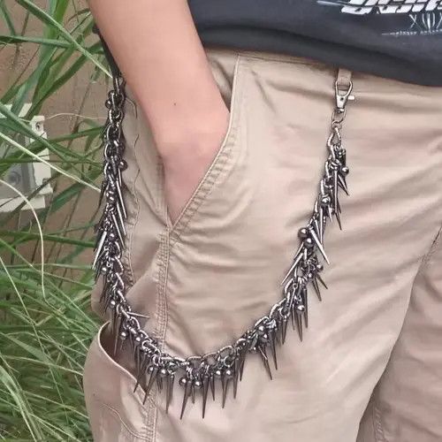 Jewelry Hip Hop Black Gun Plated Rivet Pant Chain Size ONE SIZE - 7 Thumbnail
