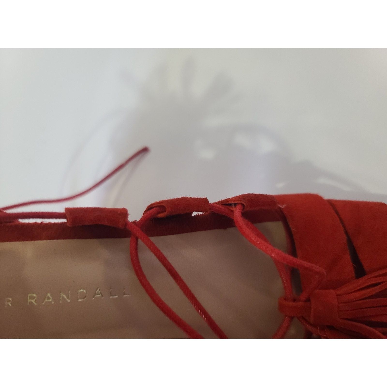 Loeffler Randall Loeffler Randall Red Luz Suede Tassel-Tie Sandal 4'' Heels Size US 7.5 / IT 37.5 - 11 Thumbnail