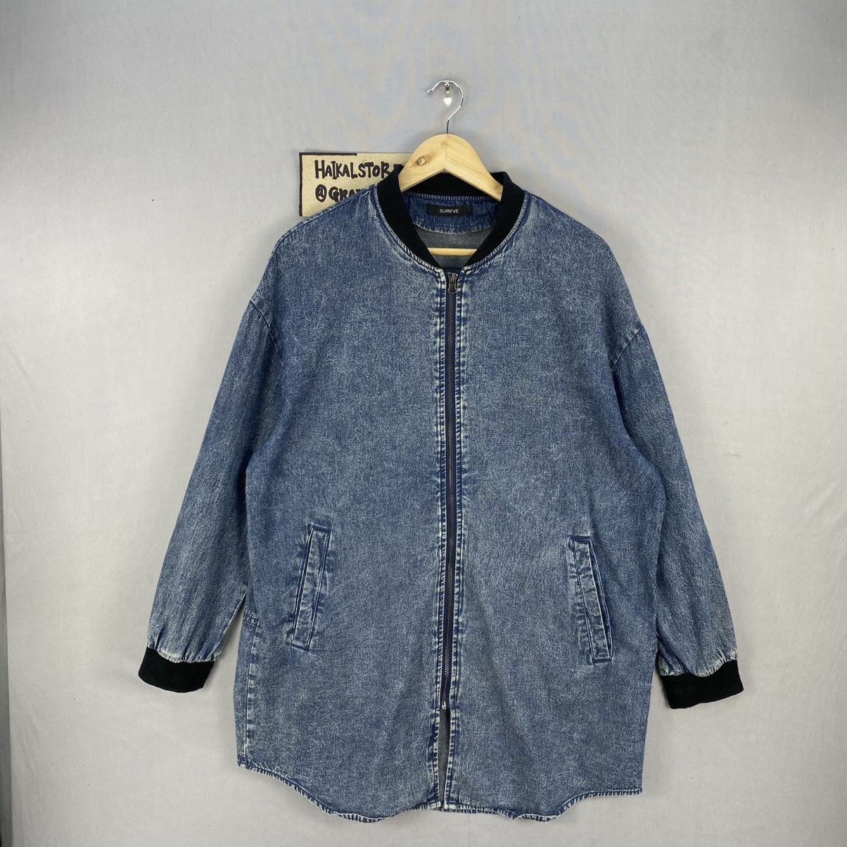 Japanese Brand Sureve Japan Oversized Washed Denim Bomber Jacket Size US L / EU 52-54 / 3 - 1 Thumbnail