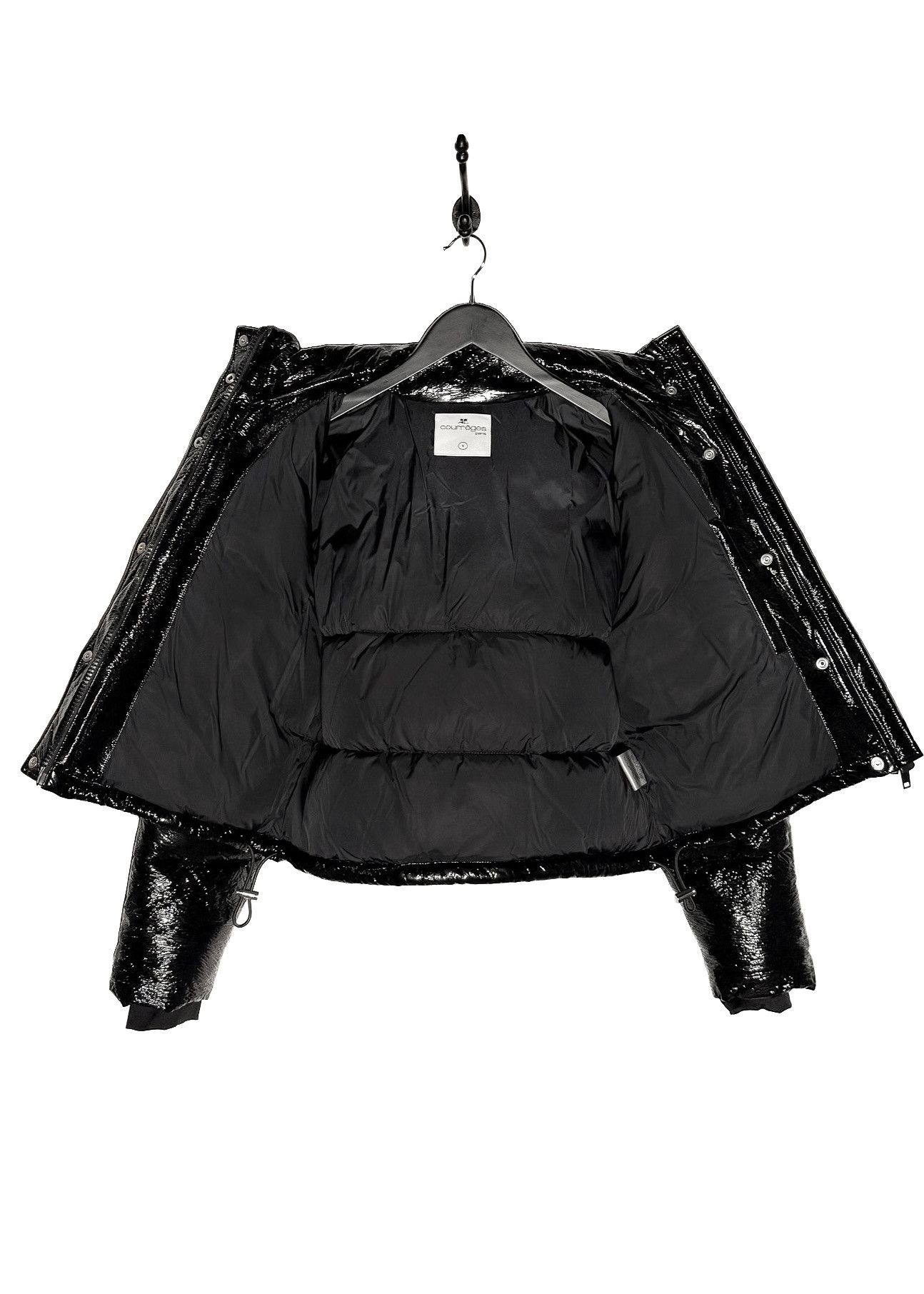 Courreges Courrèges Black Vinyl Logo Accent Puffer Jacket Size S / US 4 / IT 40 - 4 Thumbnail