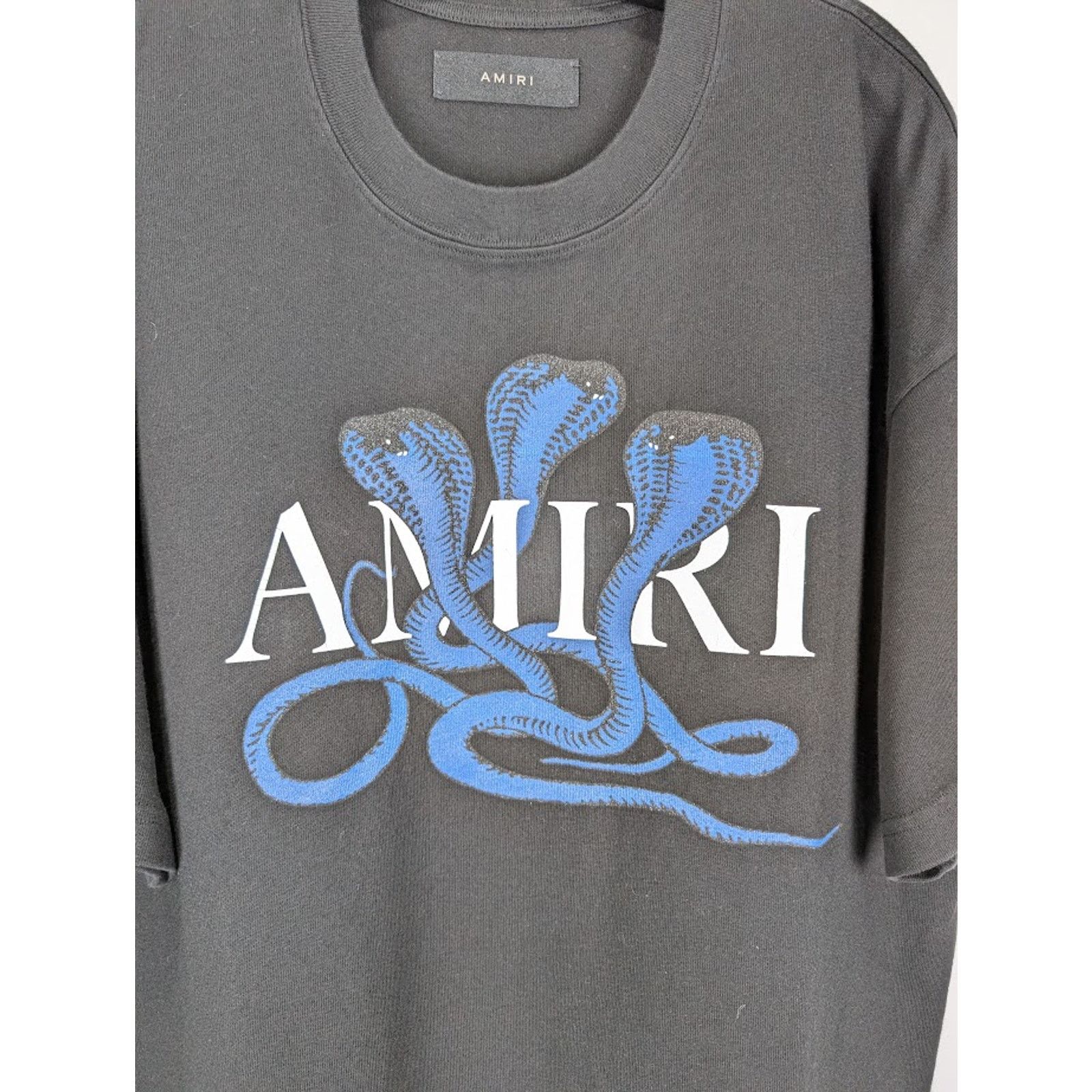 Amiri o1rshd1 Q:5 / Glitter Snake Short Sleeve T-Shirt Black/Blue Size US M / EU 48-50 / 2 - 4 Thumbnail