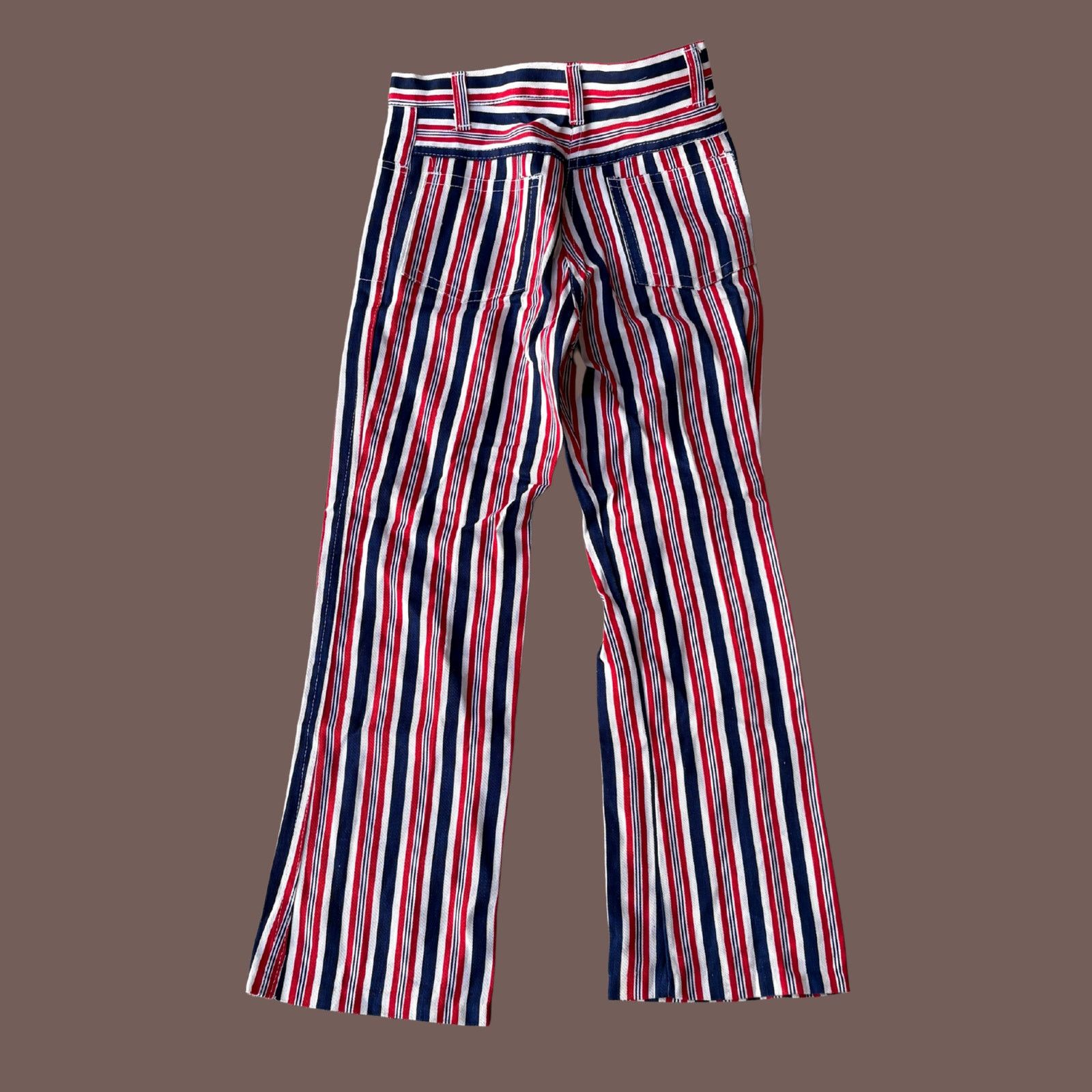 Vintage VTG Striped Flare Pants | Twin Fashions USA | 70s Americana Size 26" / US 2 / IT 38 - 3 Thumbnail