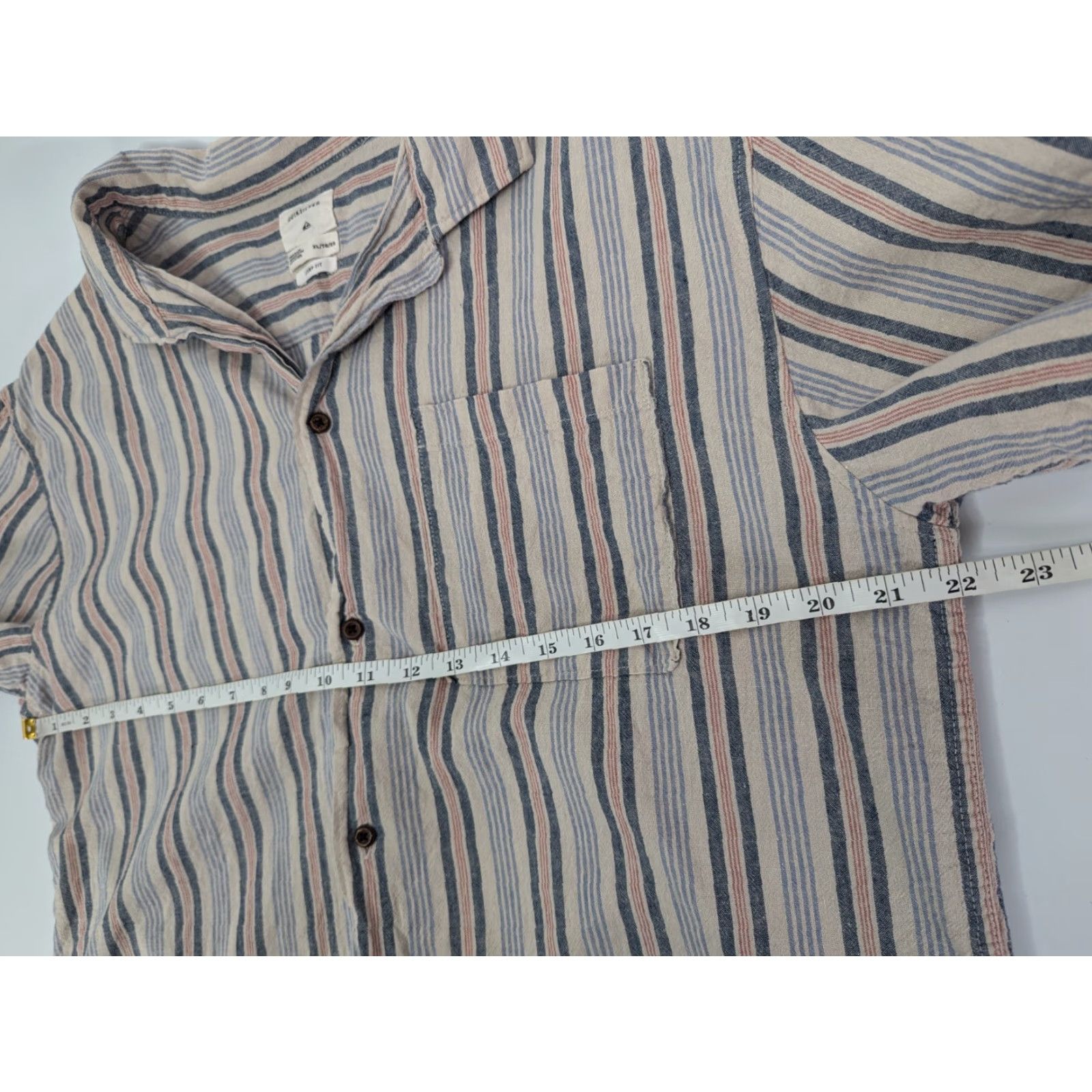 Quiksilver Quiksilver Camp Fit Coconut Dingo Stripe Shirt Men's XL Hawaiian Aloha Hemp Beach Classic Luau Pattern Striped Short Sleeve Button-Up Size US XL / EU 56 / 4 - 4 Thumbnail