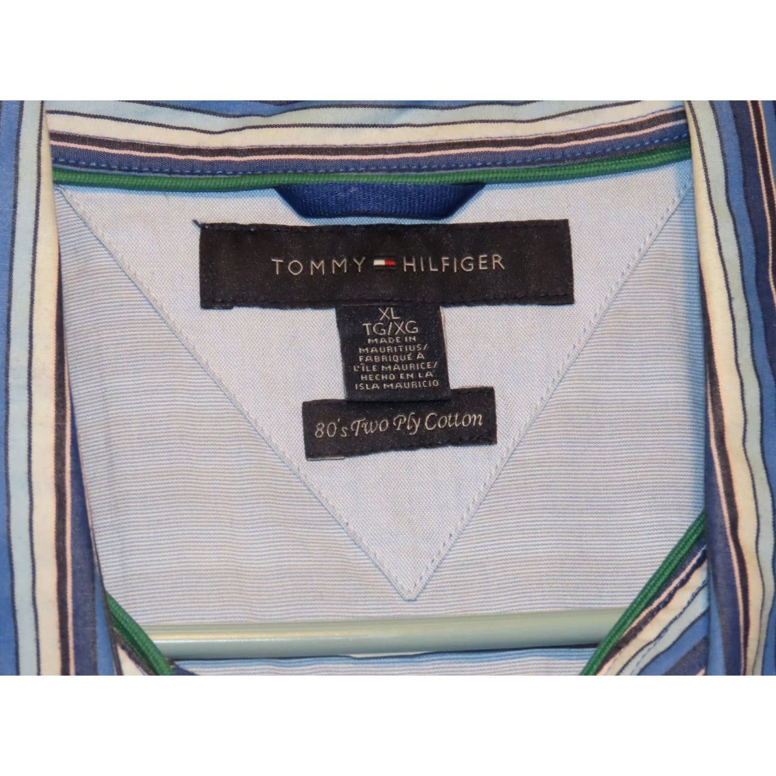 Tommy Hilfiger Tommy Hilfiger Mens Button-Up Shirt XL Blue Striped 80s Cotton Long Sleeve Regular Button-Up Collared N/A Size US XL / EU 56 / 4 - 2 Thumbnail