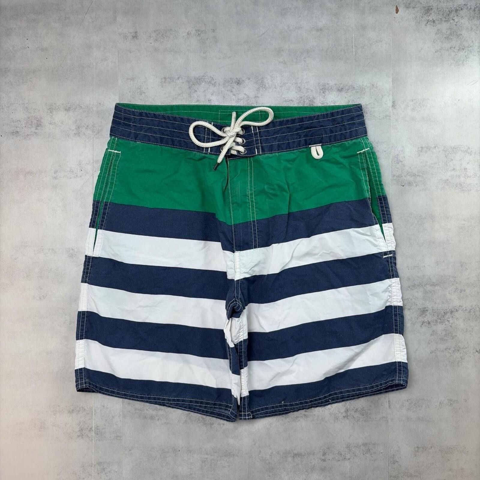 Polo Ralph Lauren Y2K Green Polo Ralph Lauren Striped Sailor Surf Board Shorts Size US 30 / EU 46 - 1 Thumbnail