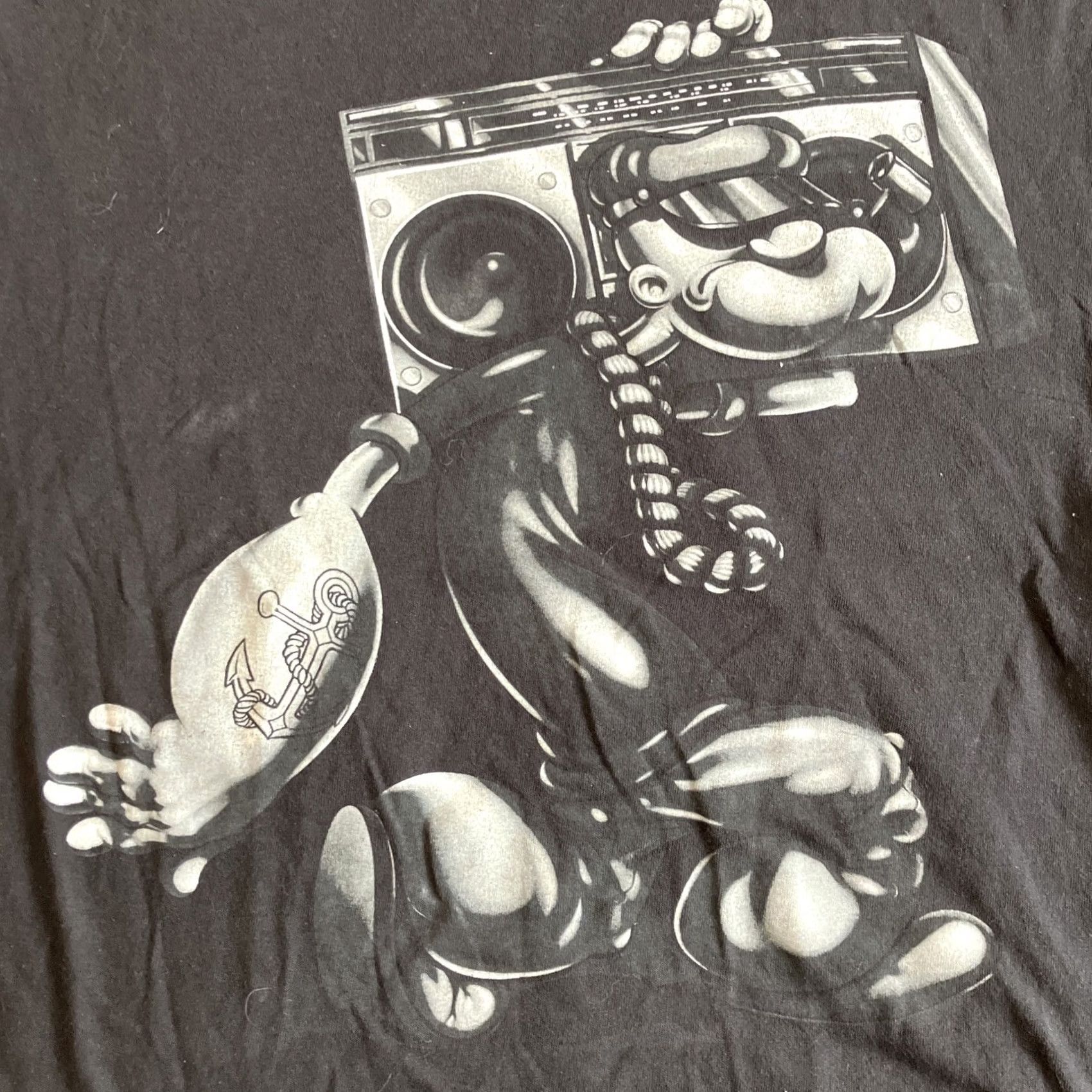 Mad Engine Mad Engine Hip Hop Popeye The Sailor Man Boom Box B Boy T Shirt XL Black Crew Short Sleeve Men Regular Graphic Print Vintage No Size US XL / EU 56 / 4 - 2 Thumbnail