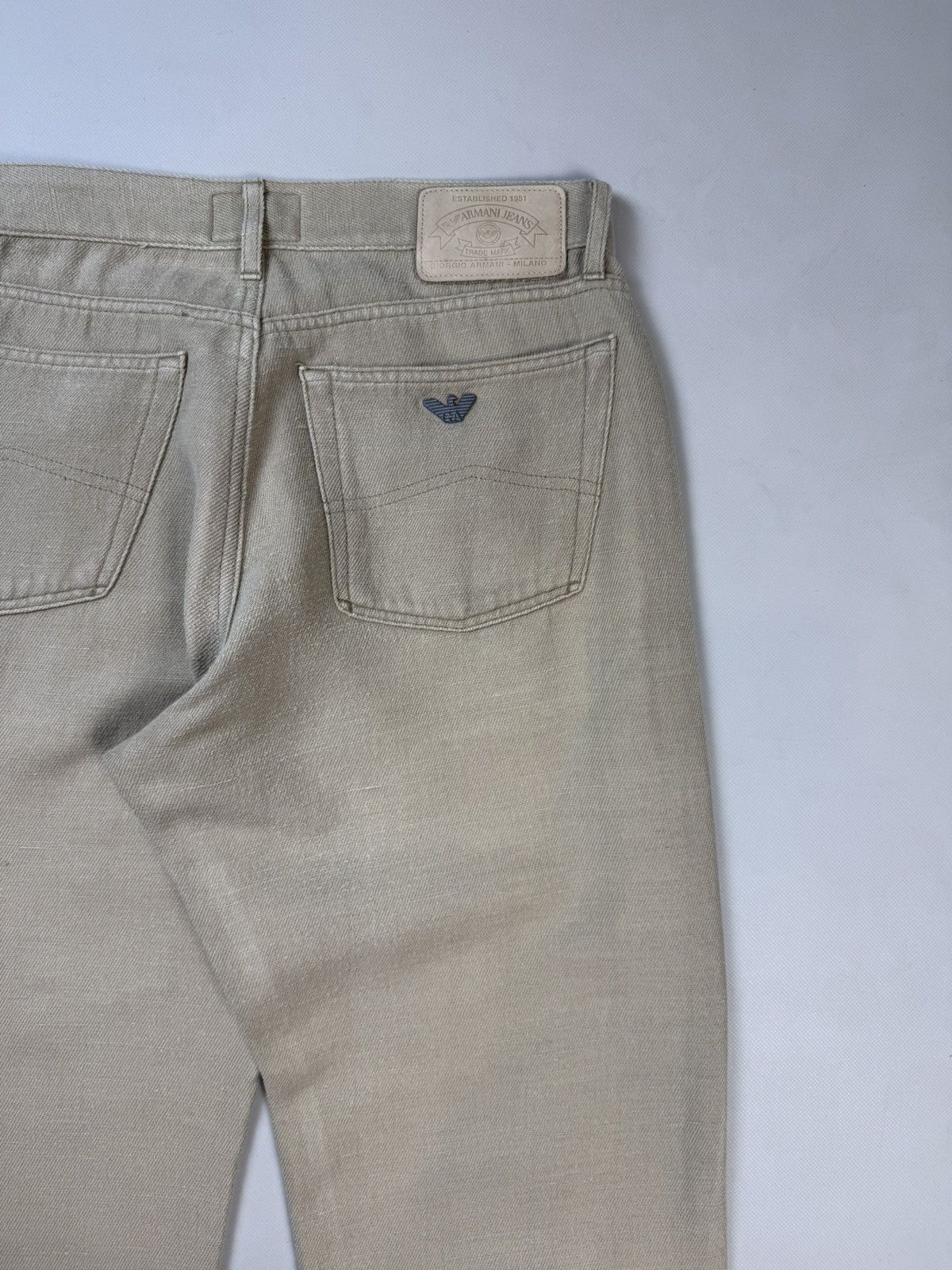 Armani AJ Armani Jeans Vintage Metal Logo Men’s Linen Chino Pants Size US 33 - 24 Thumbnail
