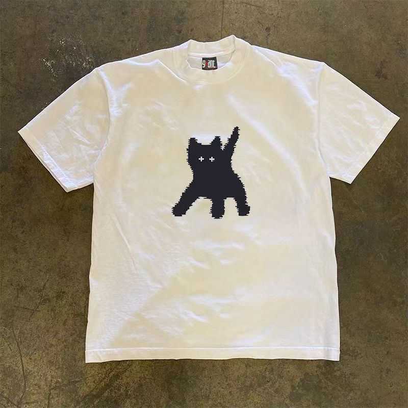 Japanese Brand White retro kitten print t-shirt Size US M / EU 48-50 / 2 - 1 Thumbnail