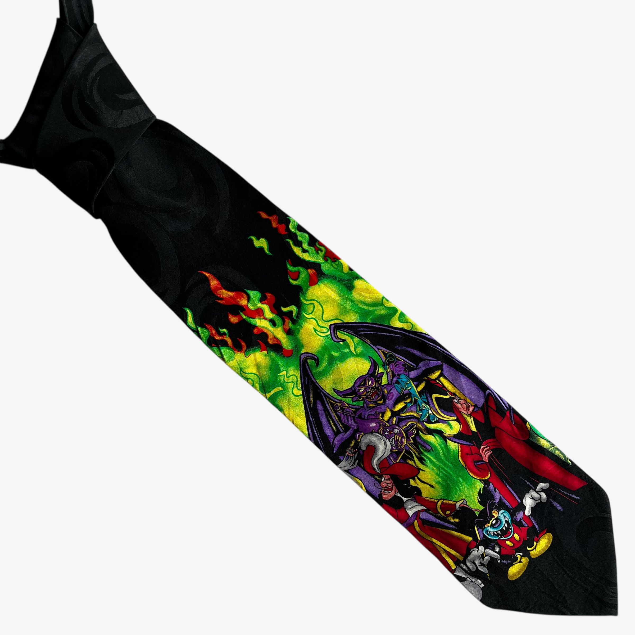 Disney Vintage 90s Disney Villain Print Black Silk Tie Size ONE SIZE - 1 Thumbnail
