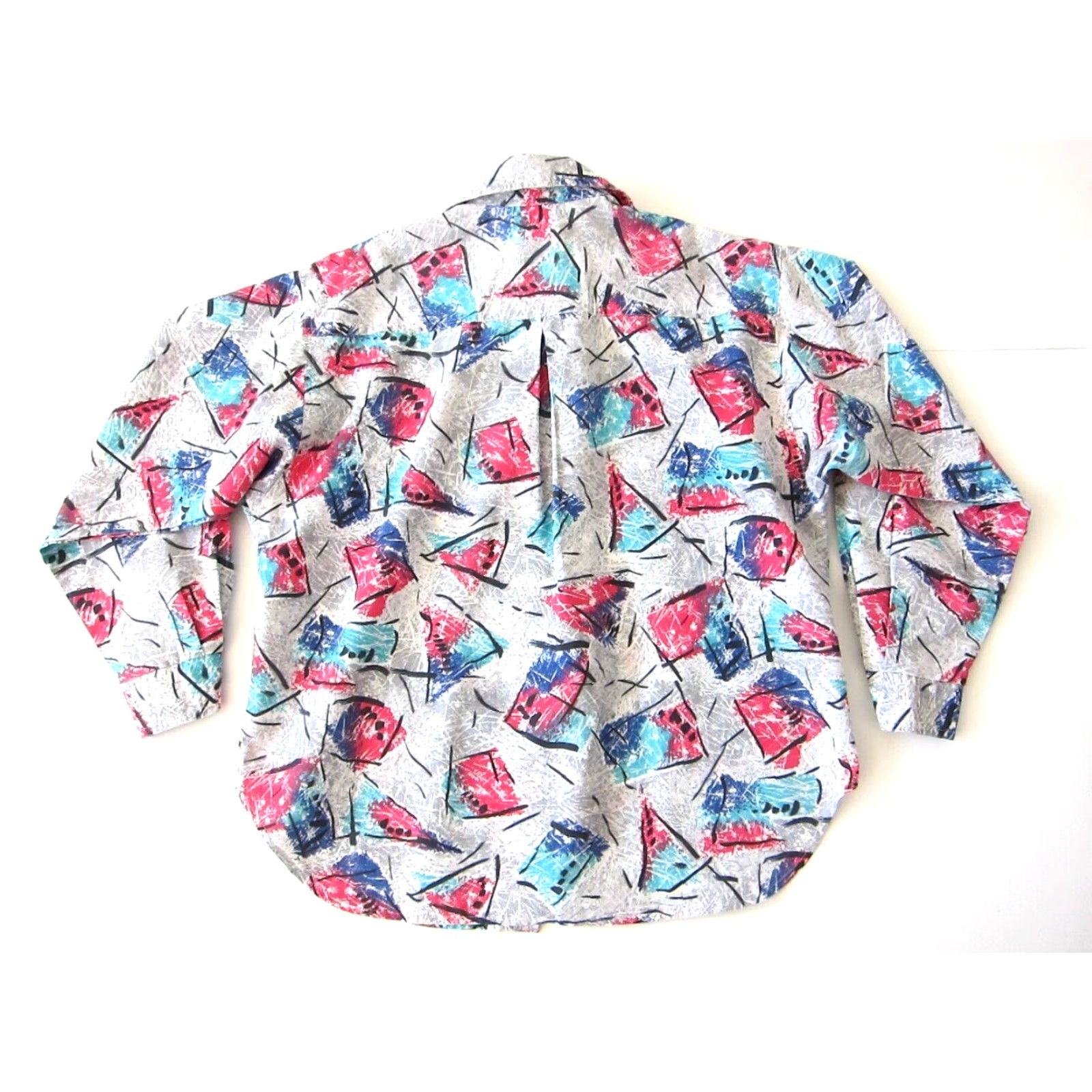 Pinko VINTAGE Caliche' Pink Blouse Long Sleeve Abstract Retro Button Down Collared M-L Womens Size L / US 10 / IT 46 - 2 Thumbnail
