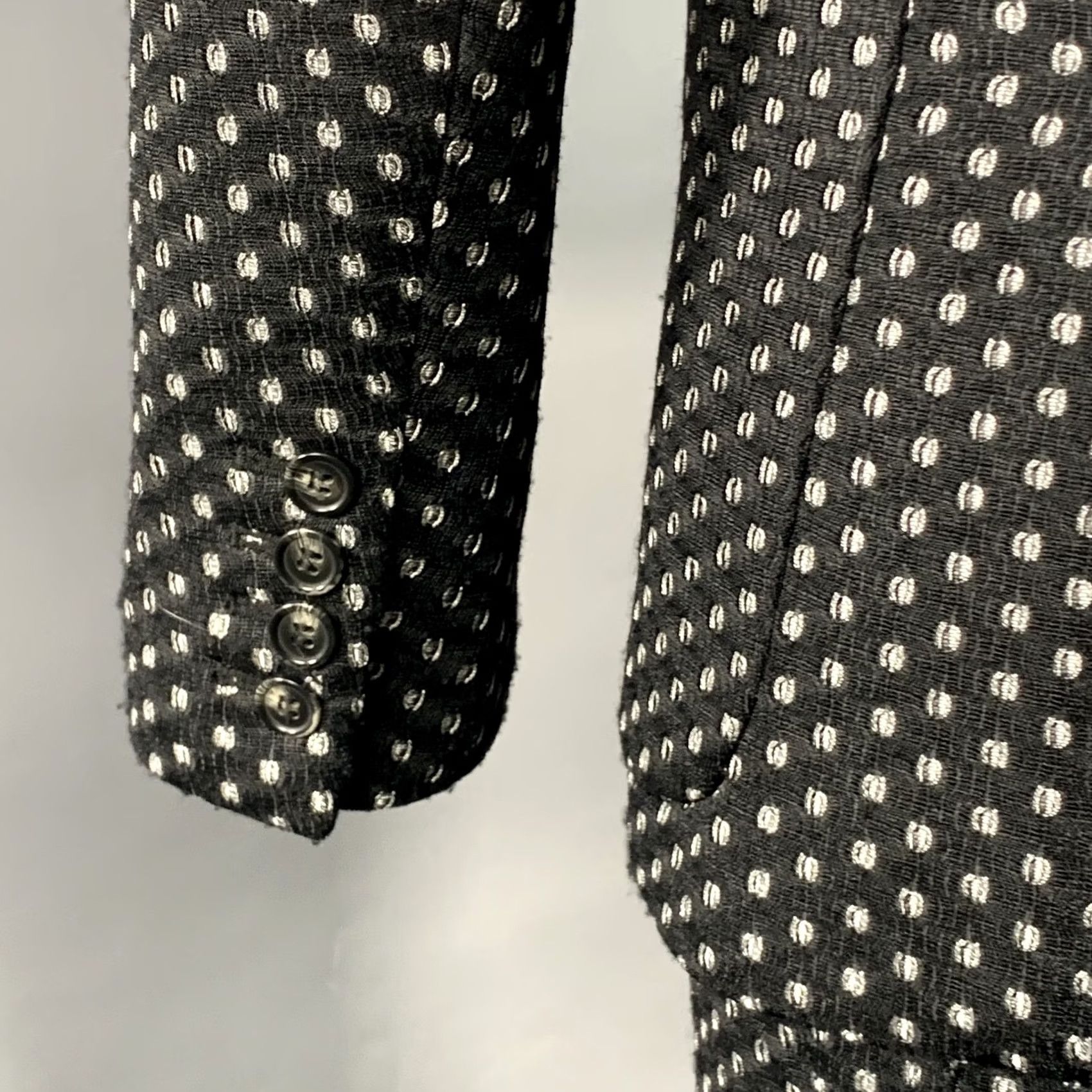 Mr Turk MR TURK Suit 36 Regular Black White Perforated Polyester Notch Lapel Men Size 36R - 7 Thumbnail