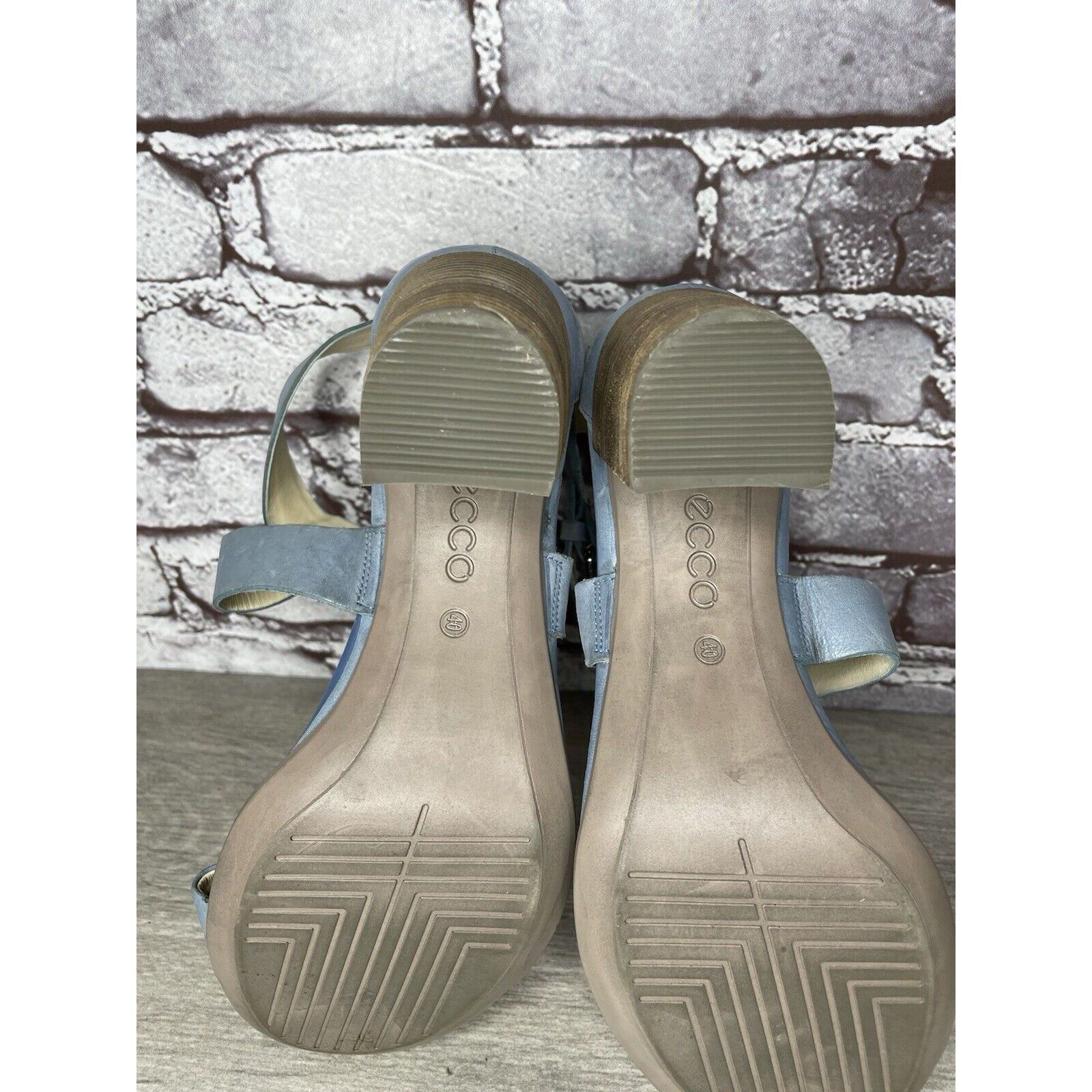 Ecco ECCO DANISH DESIGN Blue Leather Ankle Strappy Stacked Heel S Size US 9.5 / IT 39.5 - 13 Thumbnail