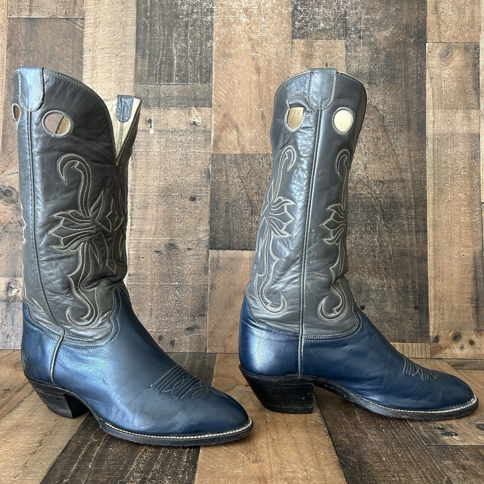 Vintage Hondo Vintage Blue Western Cowboy Boots Mens 9.5 EEE Size US 9.5 / EU 42-43 - 2 Thumbnail