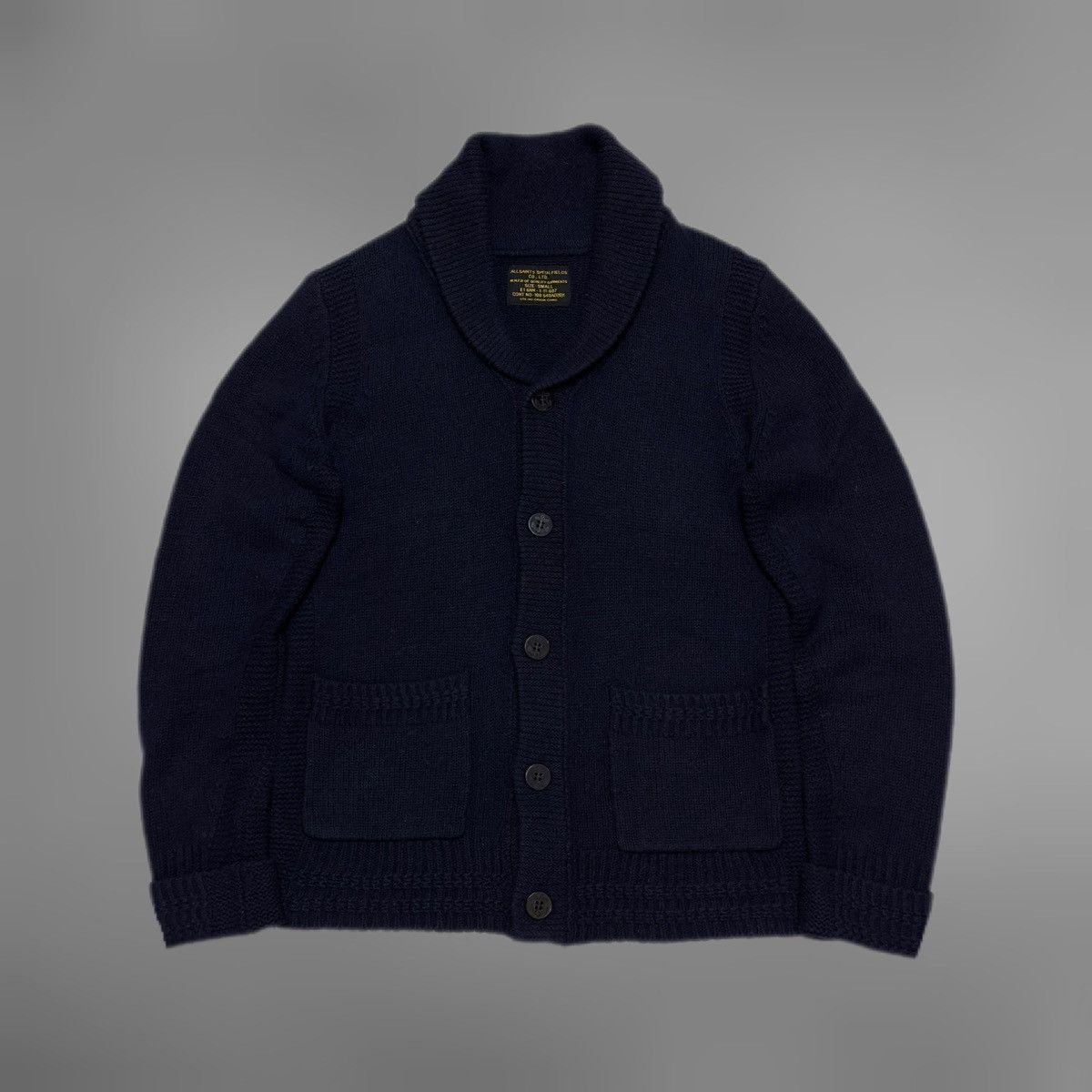 Allsaints ALLSAINTS lamb wool KNIT NAVY CARDIGAN SWEATER military Size US S / EU 44-46 / 1 - 1 Thumbnail