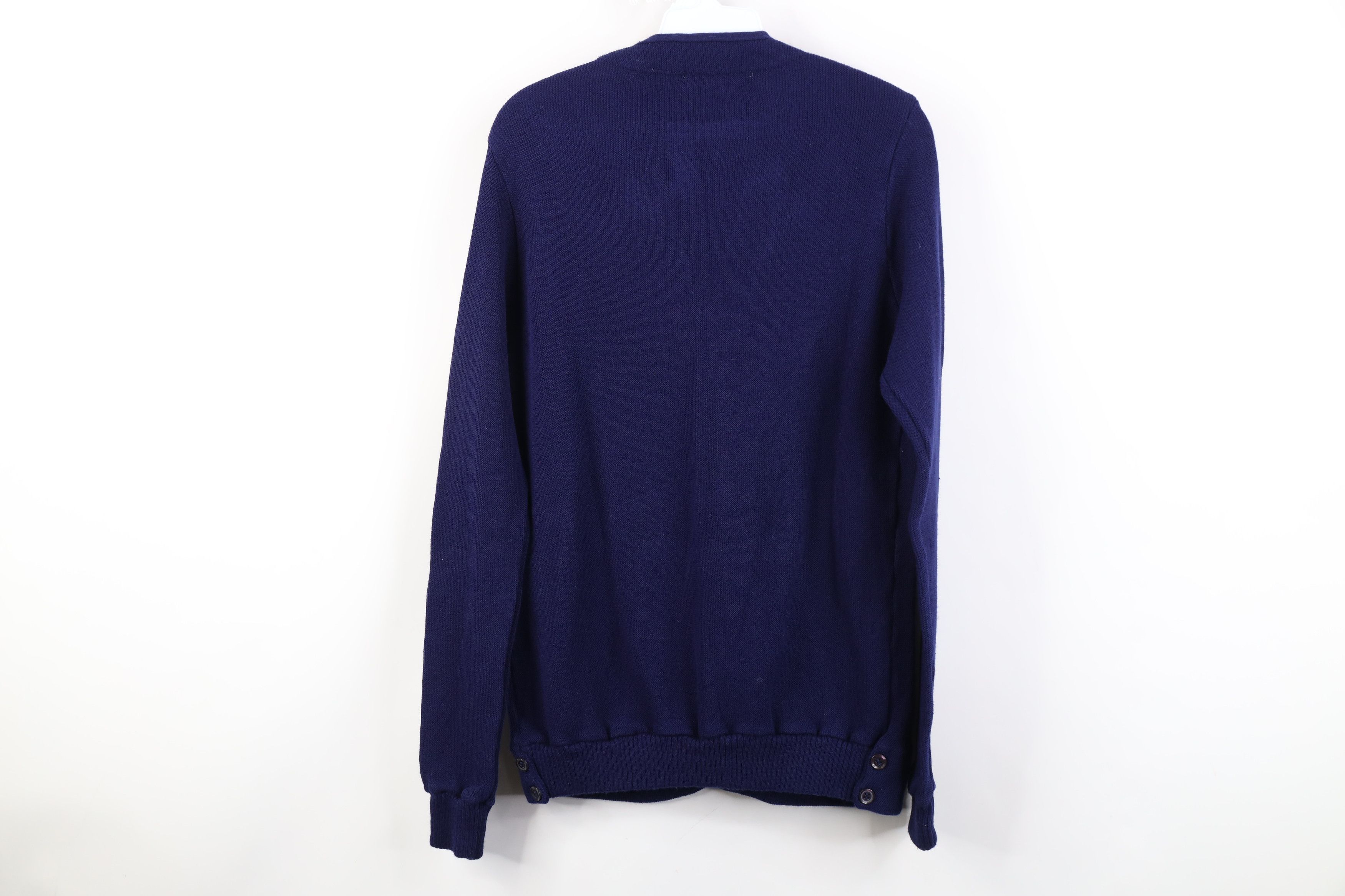 Vintage Vintage 70s Streetwear Blank Knit Cardigan Sweater Blue Size L / US 10 / IT 46 - 12 Thumbnail
