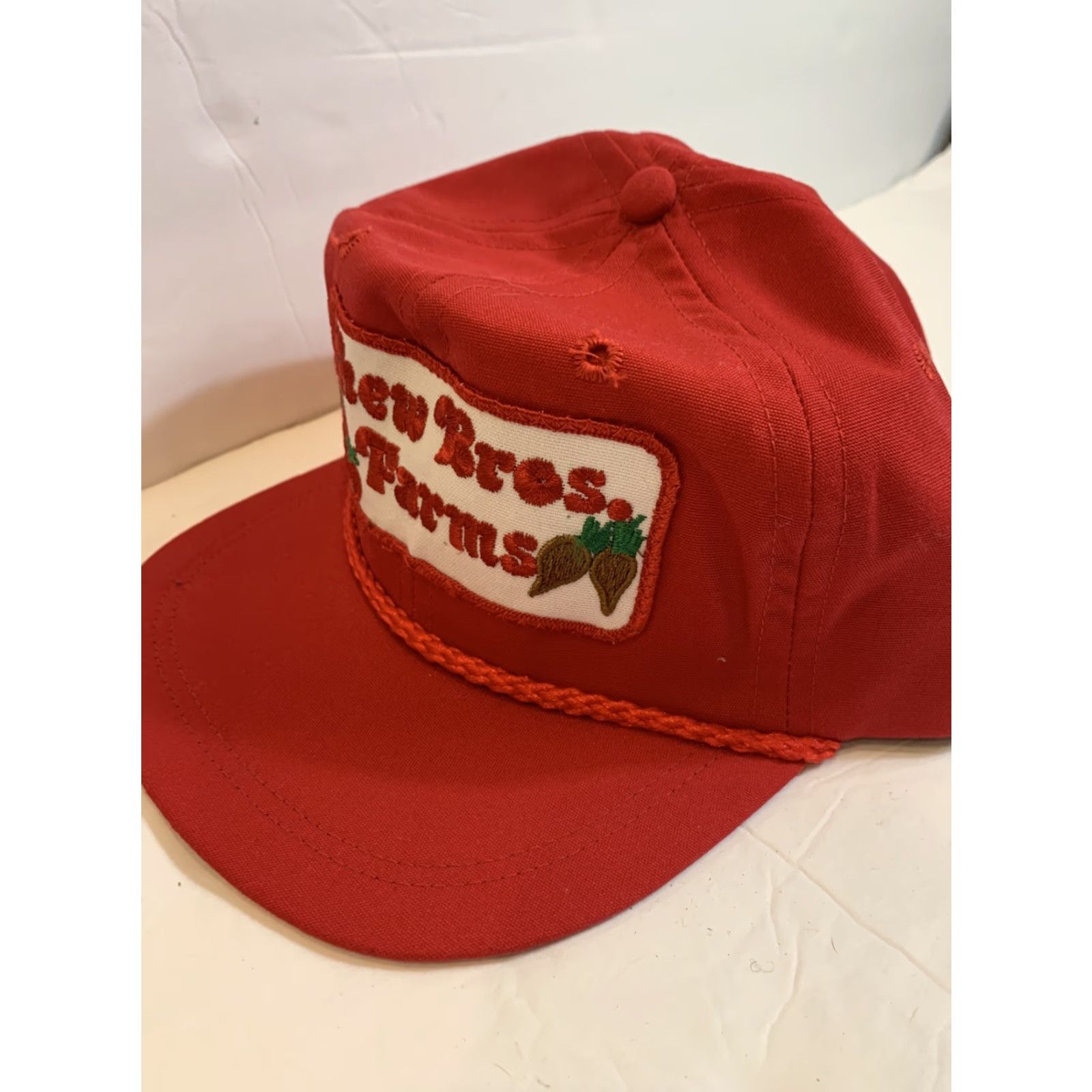 Imperial VINTAGE Imperial Cap Baseball Cap Mens Adjustable Red Leather Strap Chew Bros. Farms Chord Tomato Carrot Size ONE SIZE - 7 Thumbnail