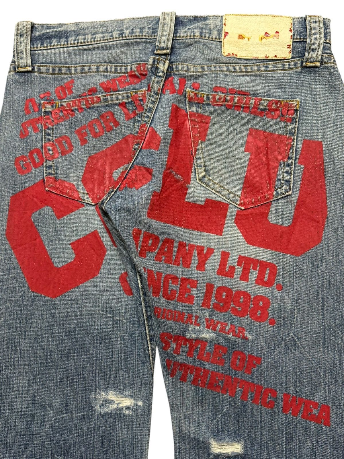 14th Addiction Vintage Japanese Brand Blue Thunder Wash Distressed Wide Leg Size US 34 / EU 50 - 5 Thumbnail