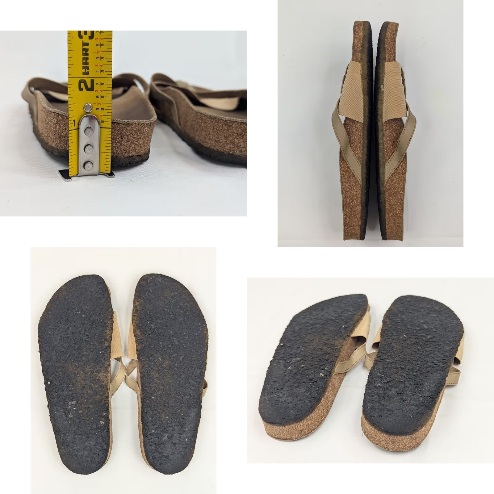 Vintage Stegmann Sandals Women 10 B Leather Cork Straps Crepe Outsole Elastic w Size US 10 / IT 40 - 8 Thumbnail