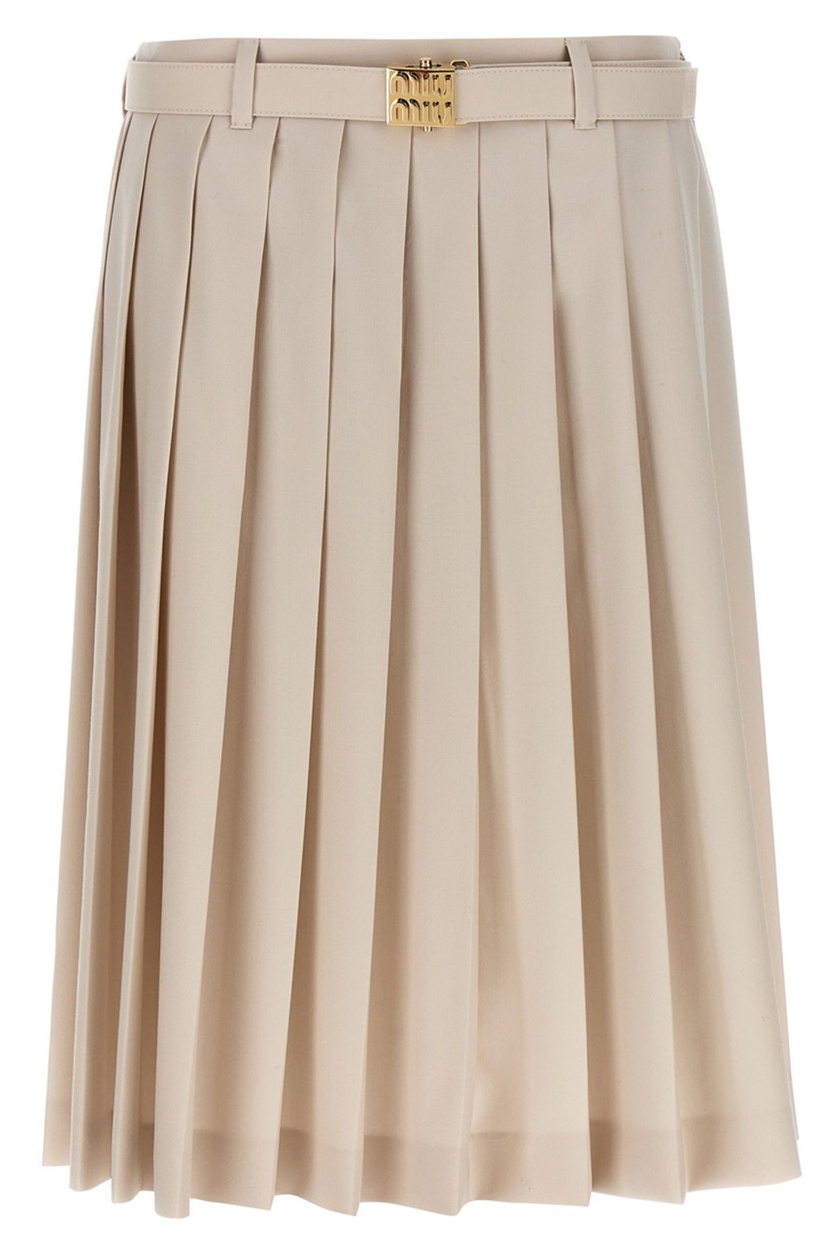 image of Miu Miu Pleated Skirt in Beige, Women's (Size 27)