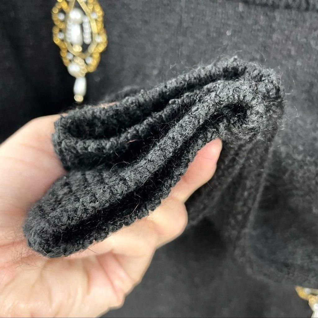 Other × Vintage Vintage Black Silk Angora Pearl Embellished Sweater Size S Size S / US 4 / IT 40 - 6 Thumbnail