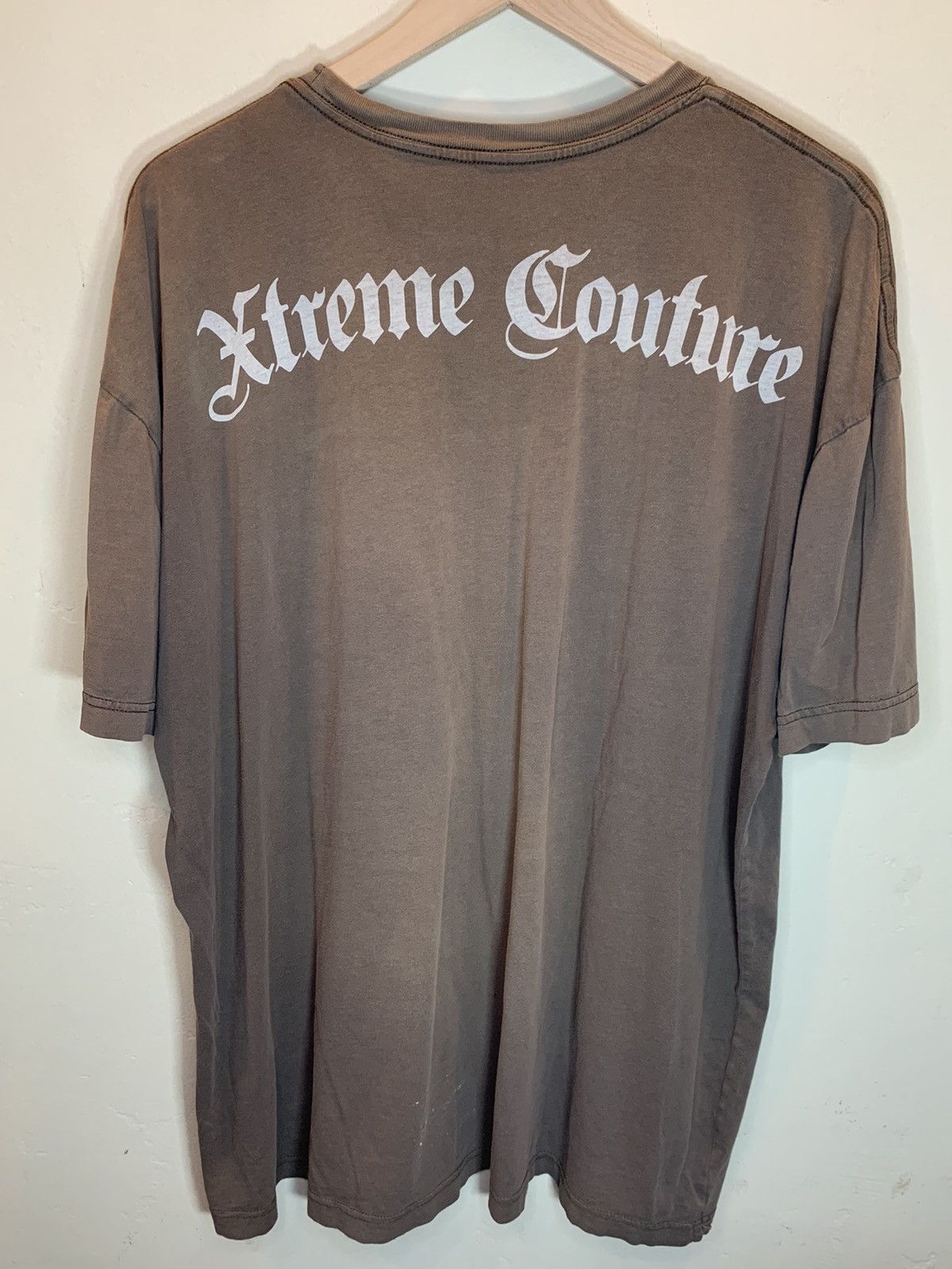 Vintage RARE Vintage Xtreme Couture Skull Wings Biker MMA Fade Shirt Size US XXL / EU 58 / 5 - 2 Thumbnail
