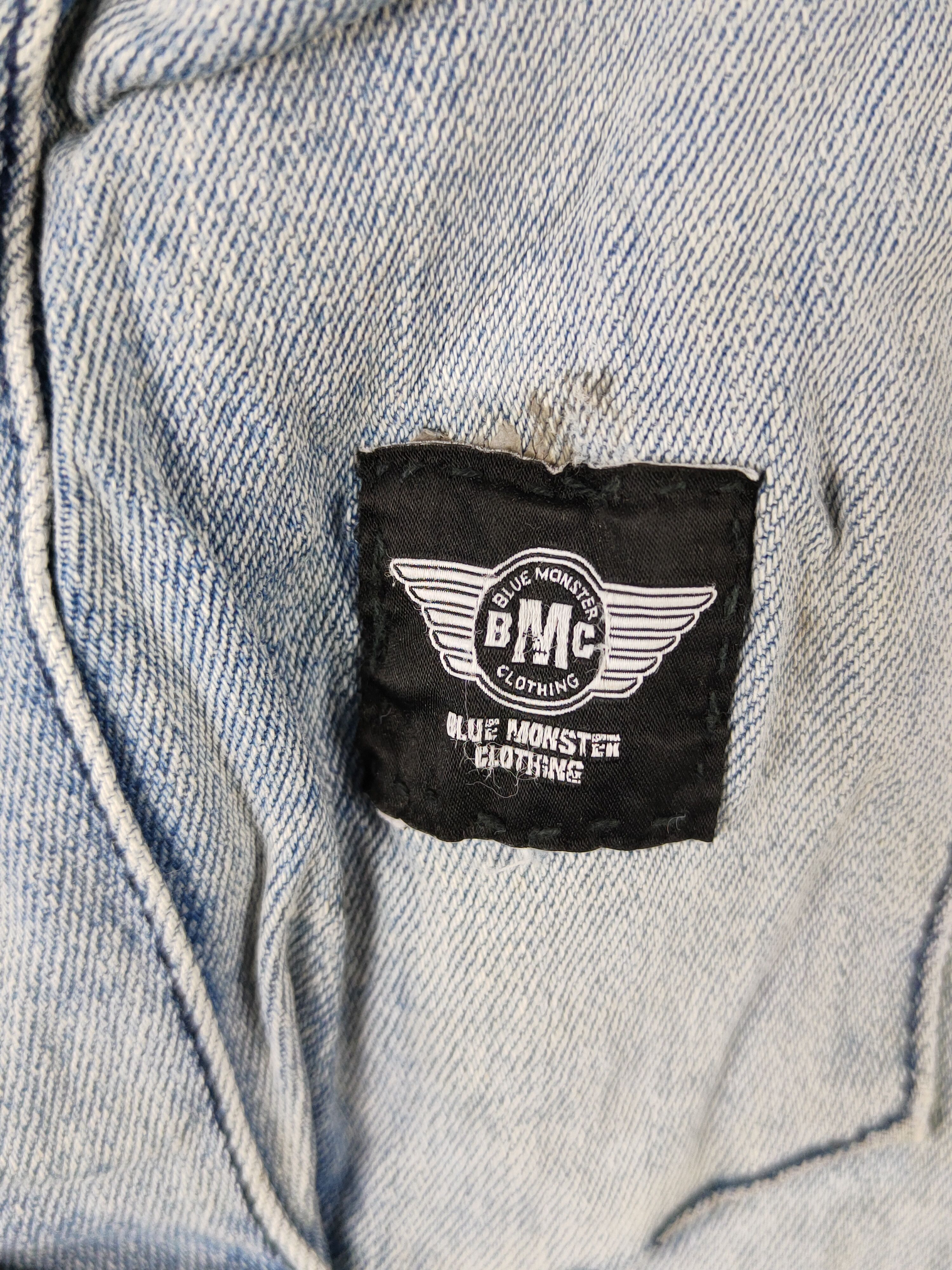 Japanese Brand Blue Monster Clothing Blue Distressed Ripped Jeans #W1495 Size US 31 - 3 Thumbnail