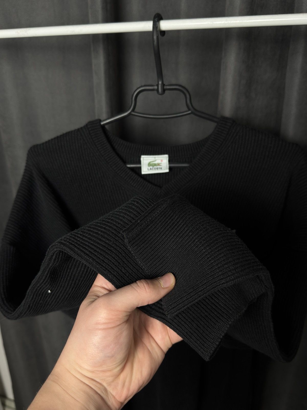 Lacoste × Vintage Vintage 90s Lacoste France Knit V neck Sweater Size US XL / EU 56 / 4 - 4 Thumbnail